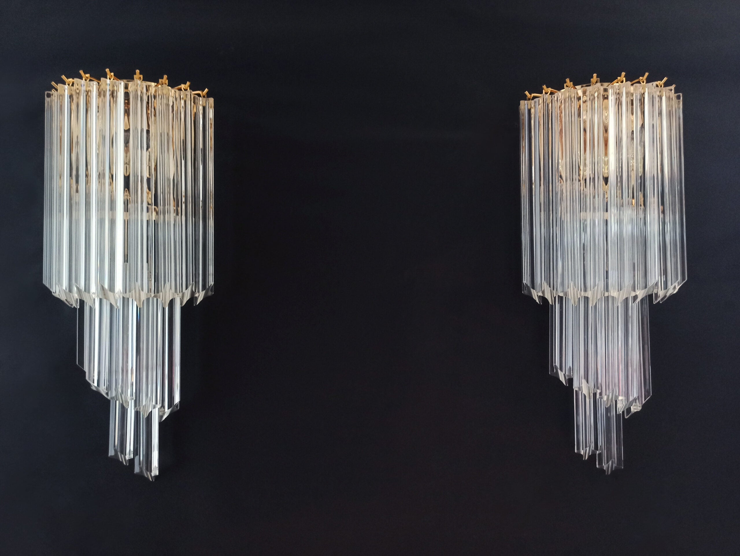 Murano Vegglampe | 16 Klare Prismeglass | 2 stk
