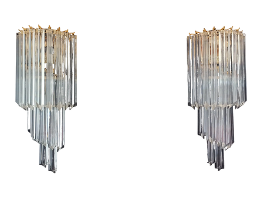 Murano Vegglampe | 16 Klare Prismeglass | 2 stk