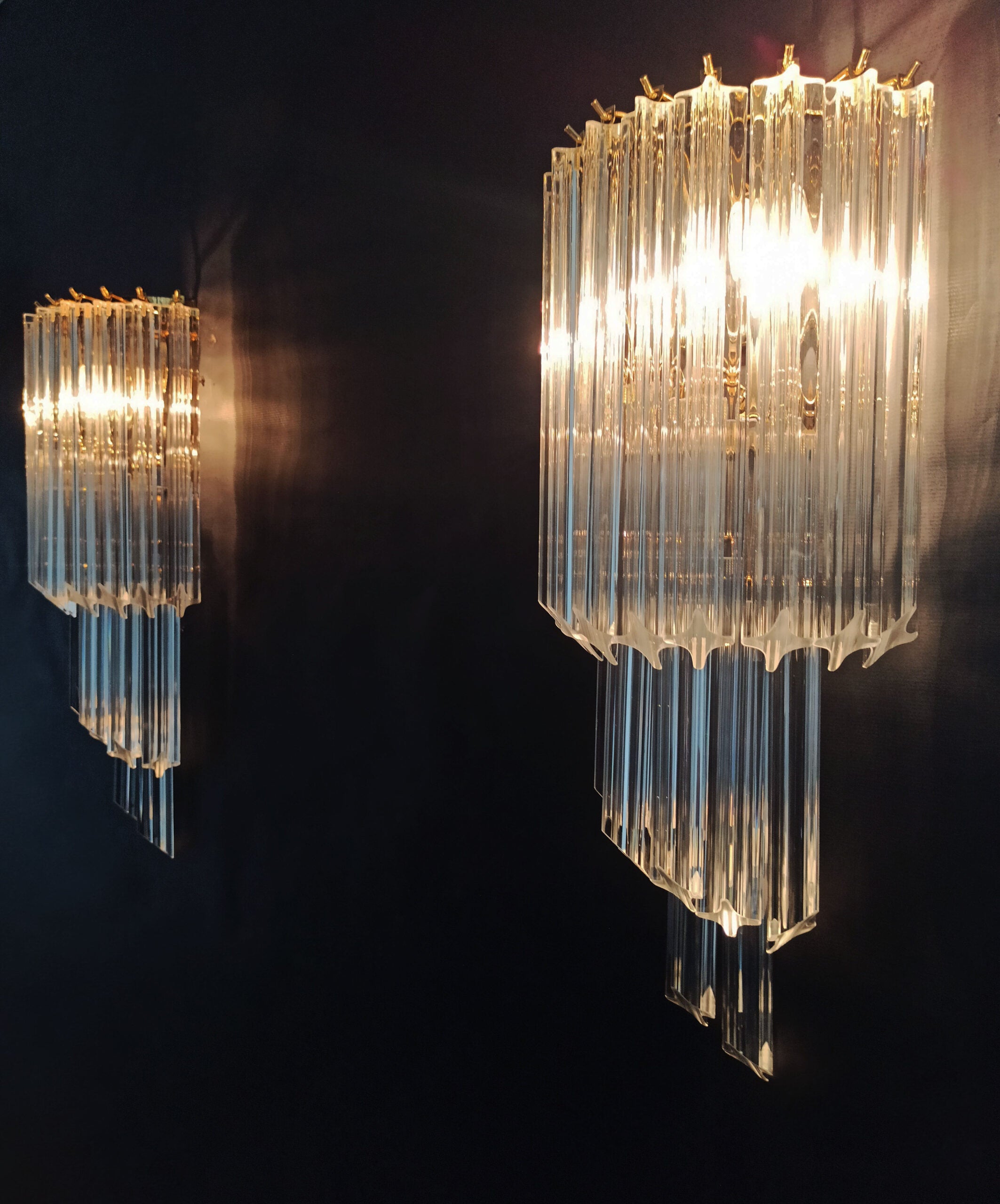 Murano Vegglampe | 16 Klare Prismeglass | 2 stk