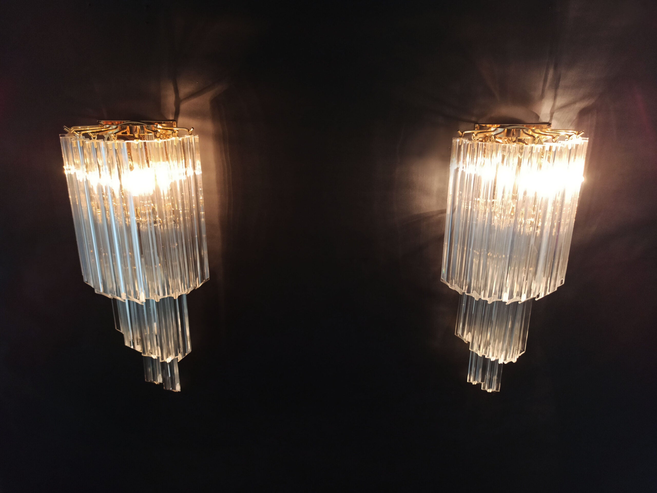 Murano Vegglampe | 16 Klare Prismeglass | 2 stk