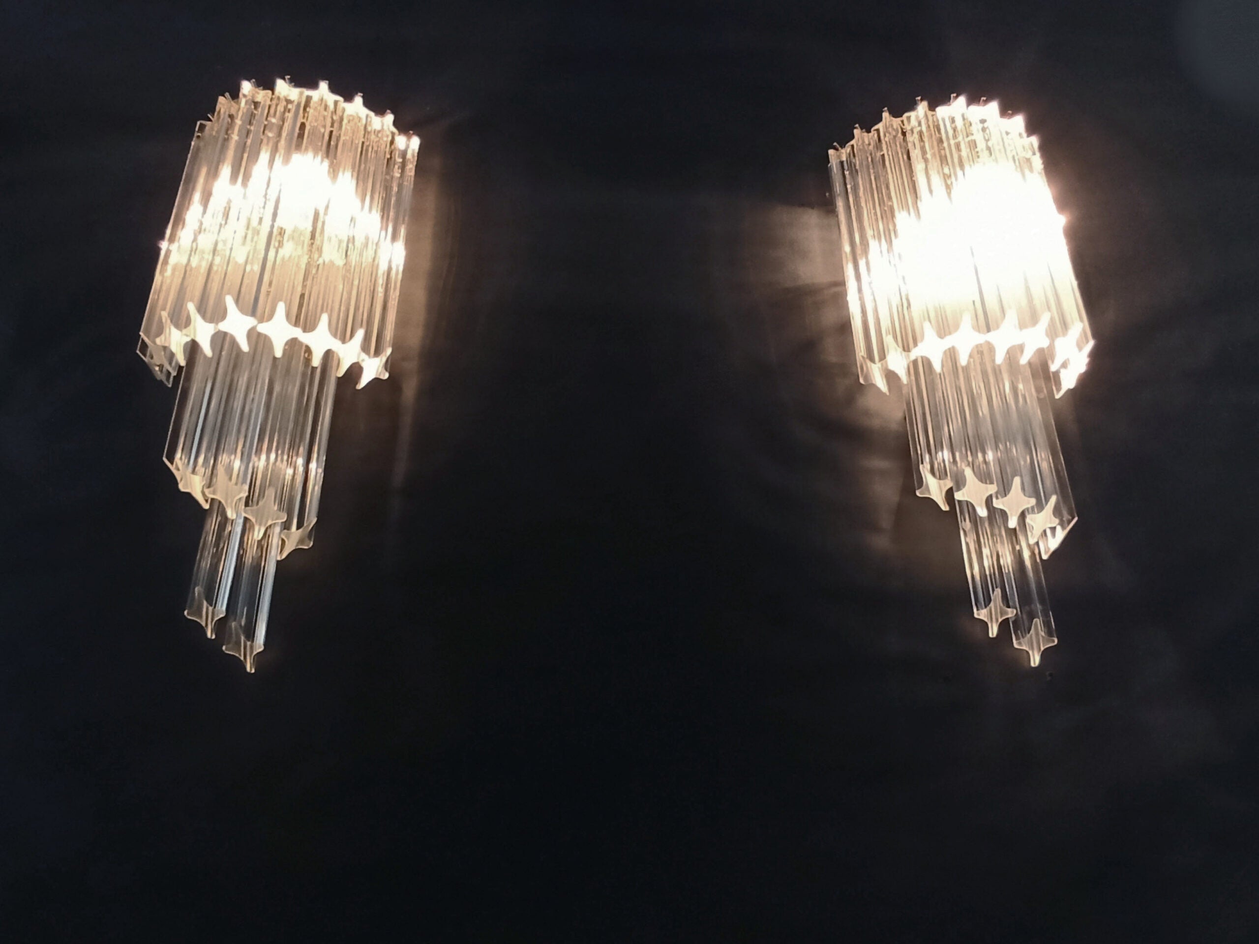 Murano Vegglampe | 16 Klare Prismeglass | 2 stk