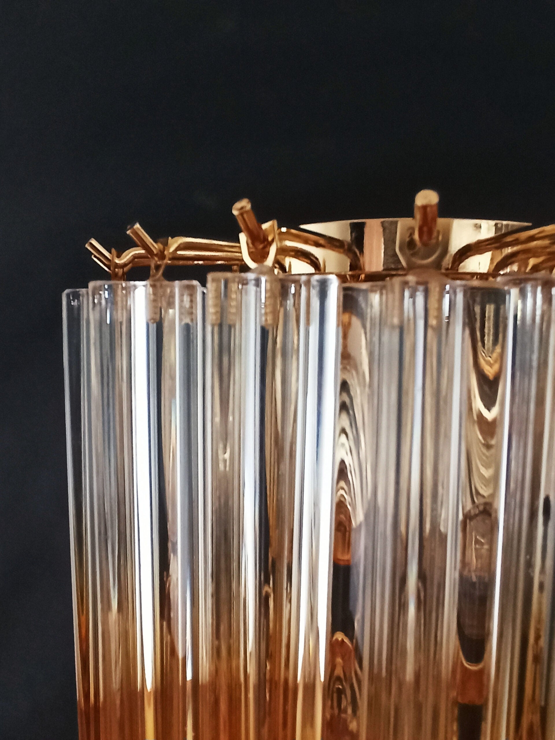 Murano Vegglampe | 32 Klare Karamell Prismeglass | 2 stk