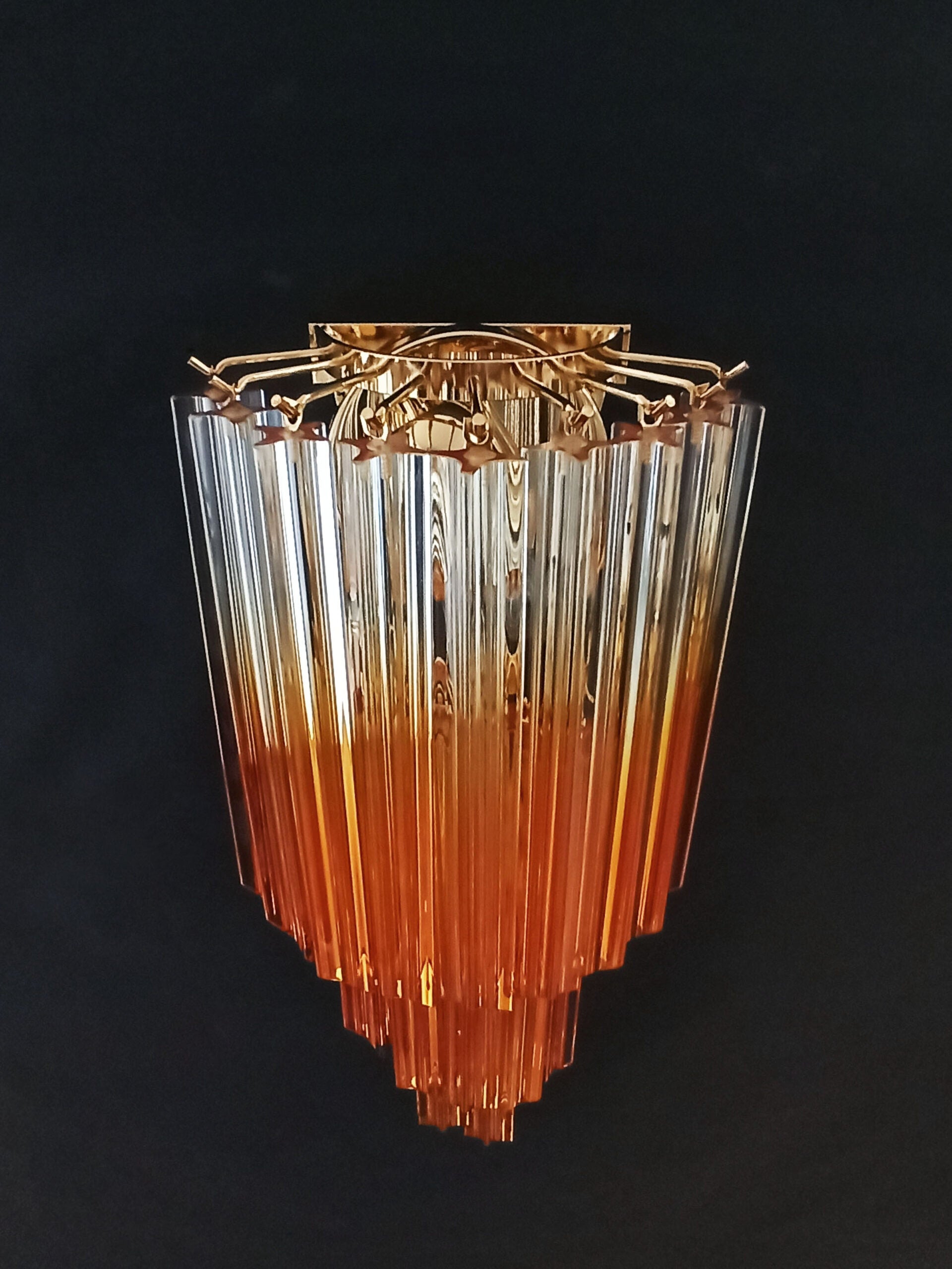 Murano Vegglampe | 32 Klare Karamell Prismeglass | 2 stk