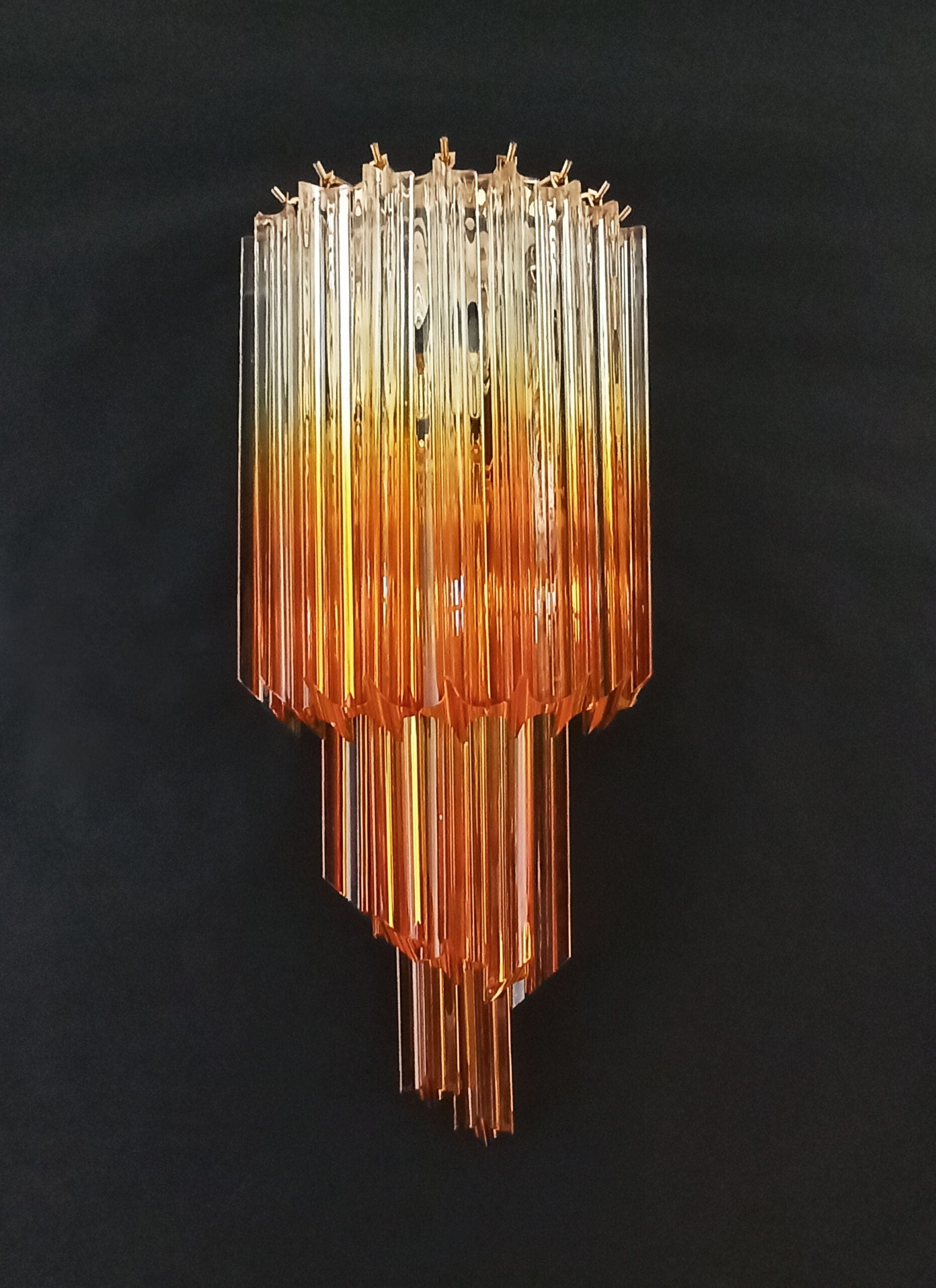 Murano Vegglampe | 32 Klare Karamell Prismeglass | 2 stk
