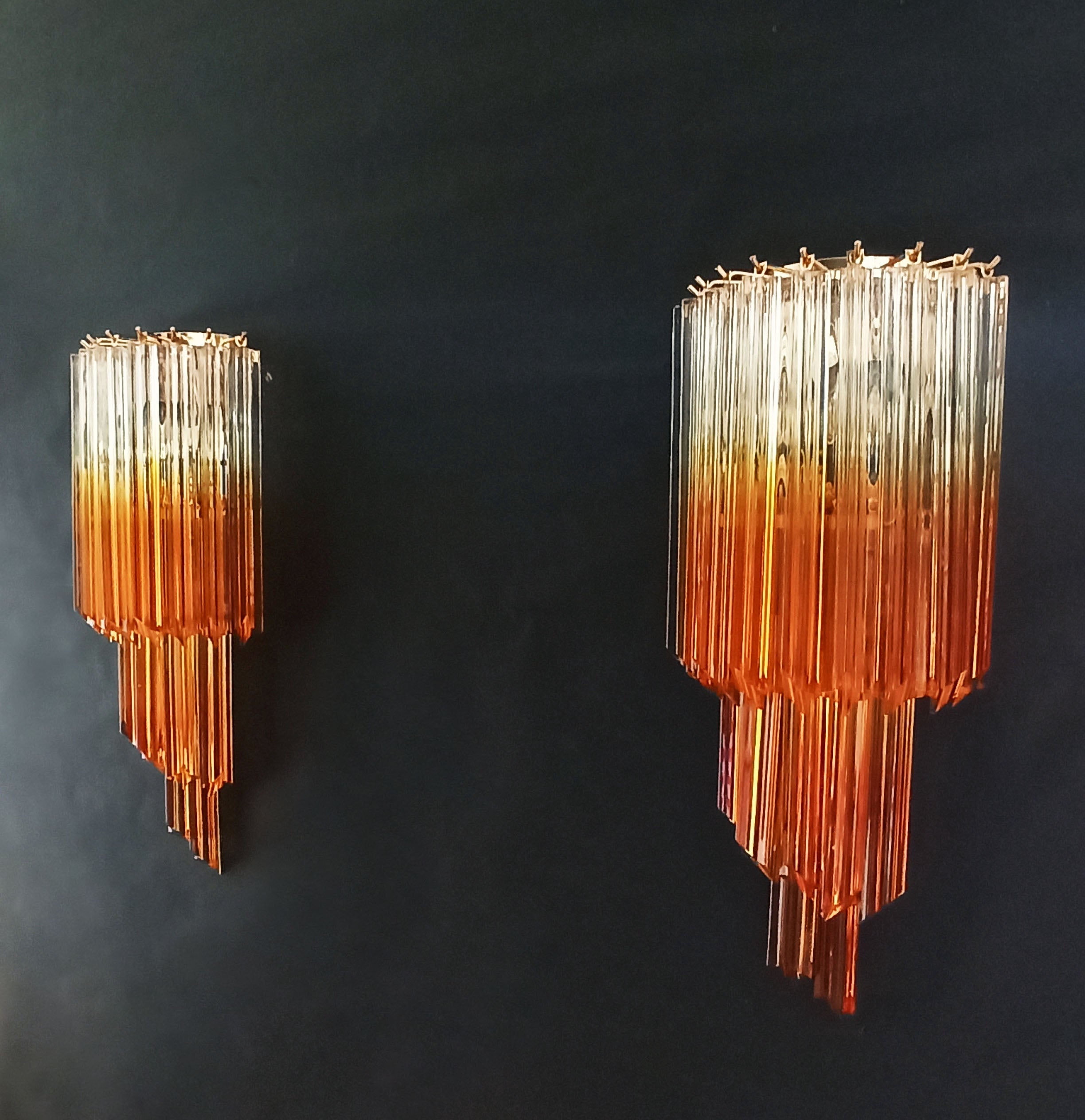Murano Vegglampe | 32 Klare Karamell Prismeglass | 2 stk