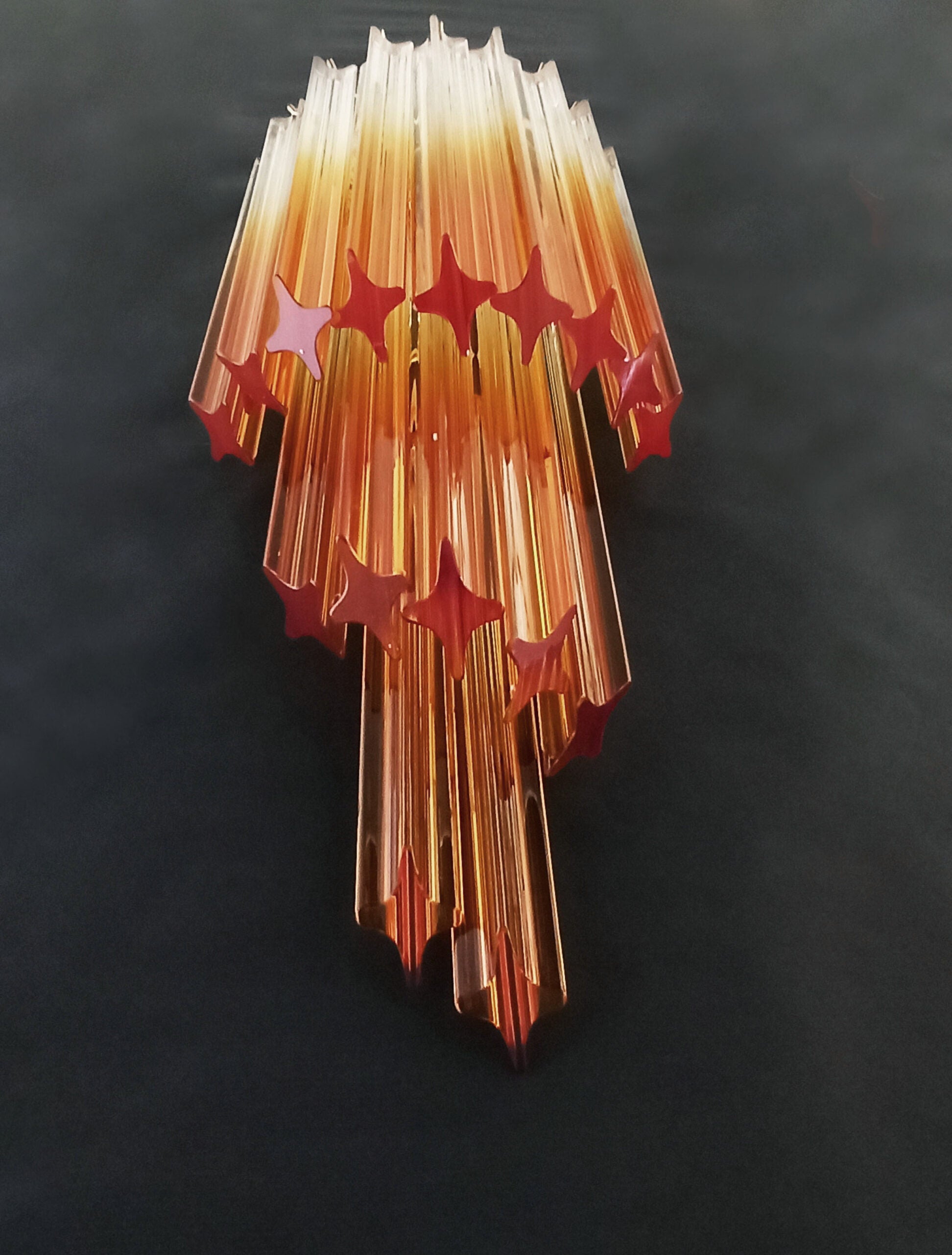 Murano Vegglampe | 32 Klare Karamell Prismeglass | 2 stk