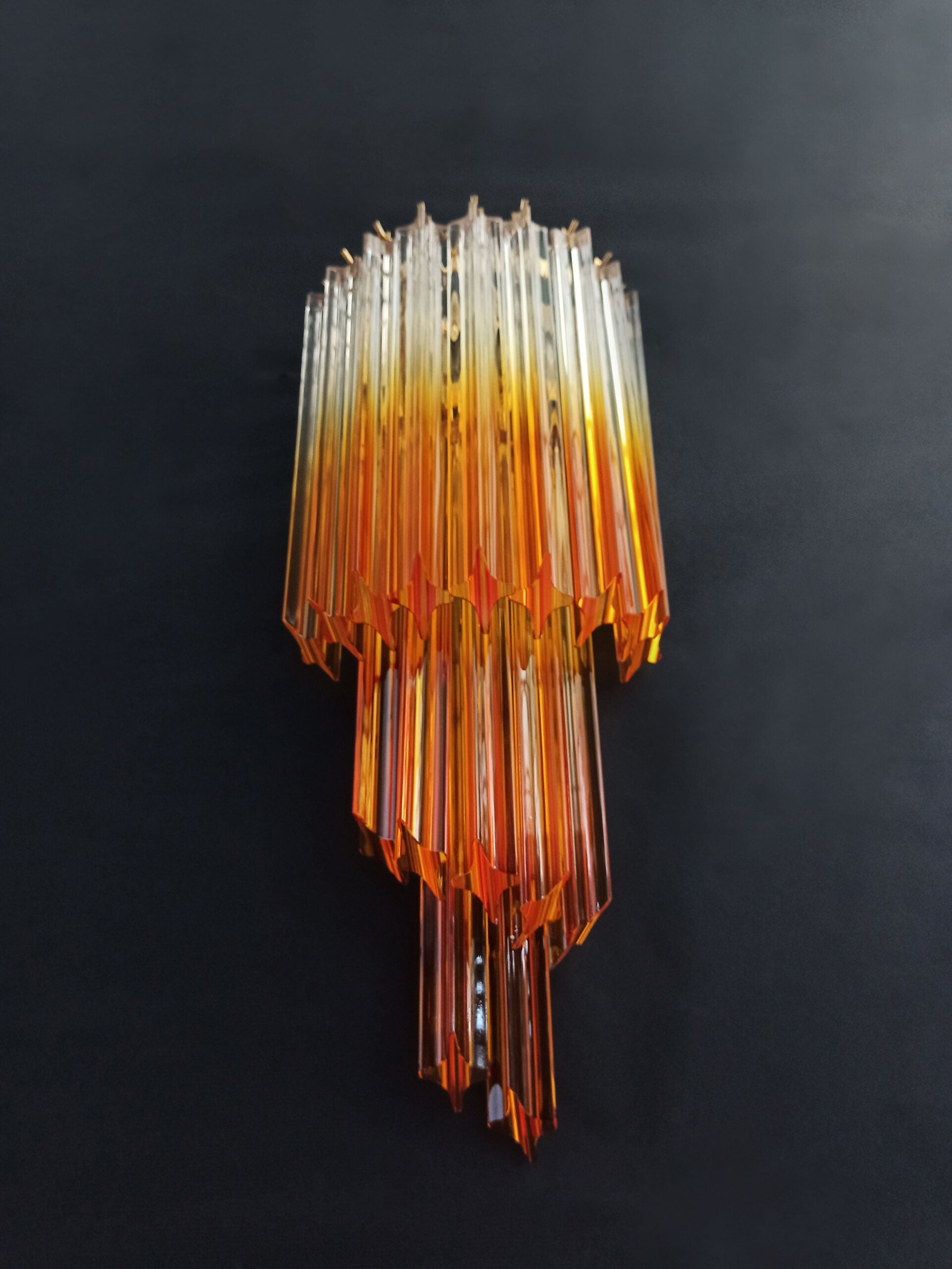 Murano Vegglampe | 32 Klare Karamell Prismeglass | 2 stk