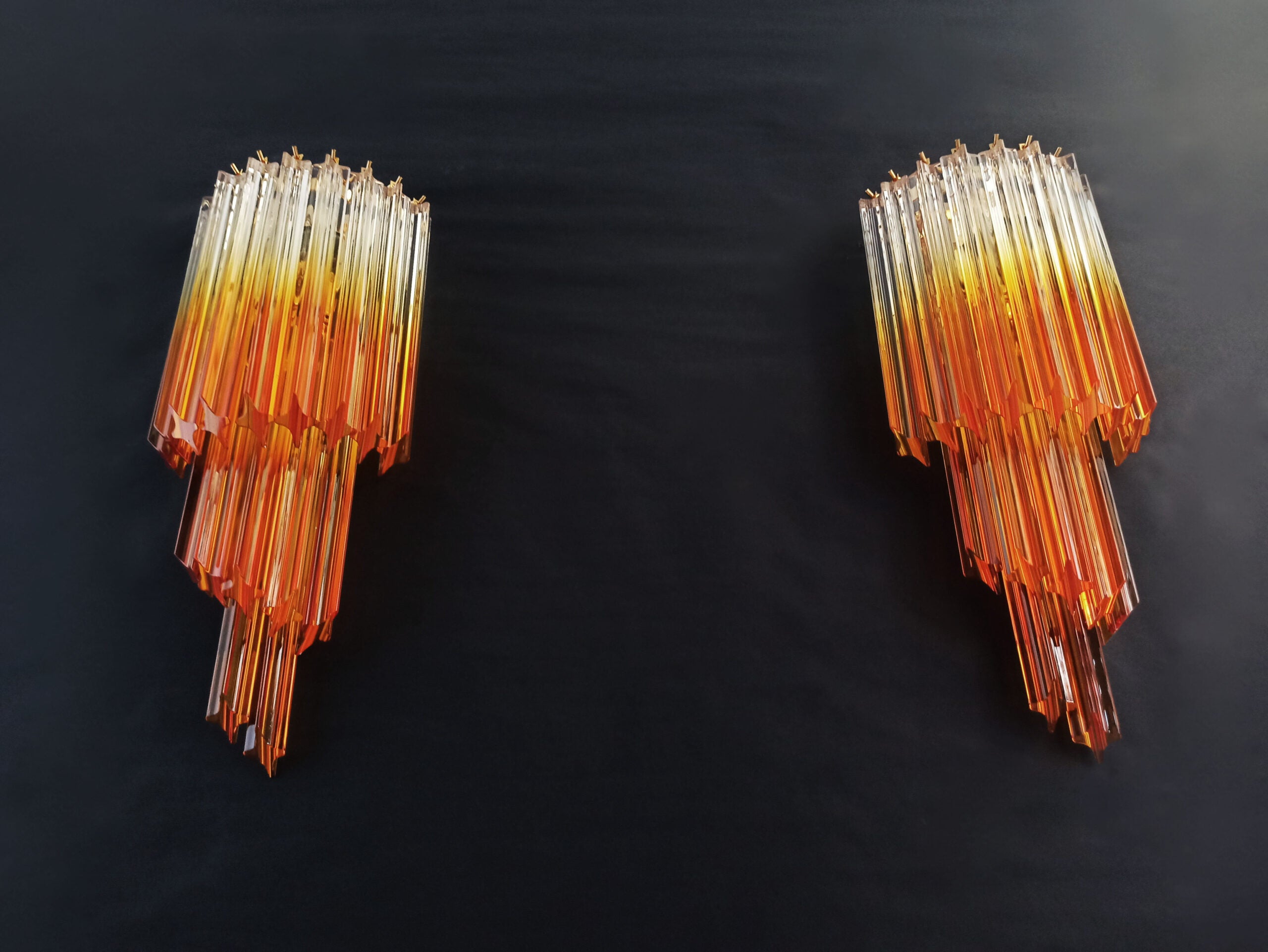 Murano Vegglampe | 32 Klare Karamell Prismeglass | 2 stk