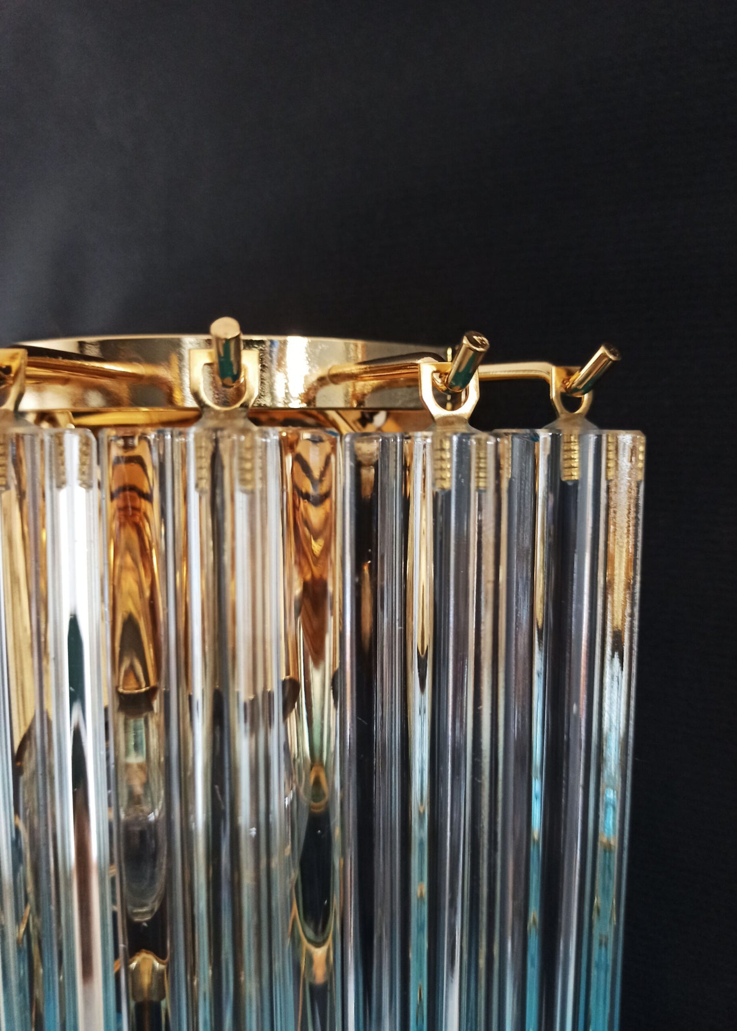 Murano Vegglampe | 32 Klare Blå Prismeglass | 2 stk