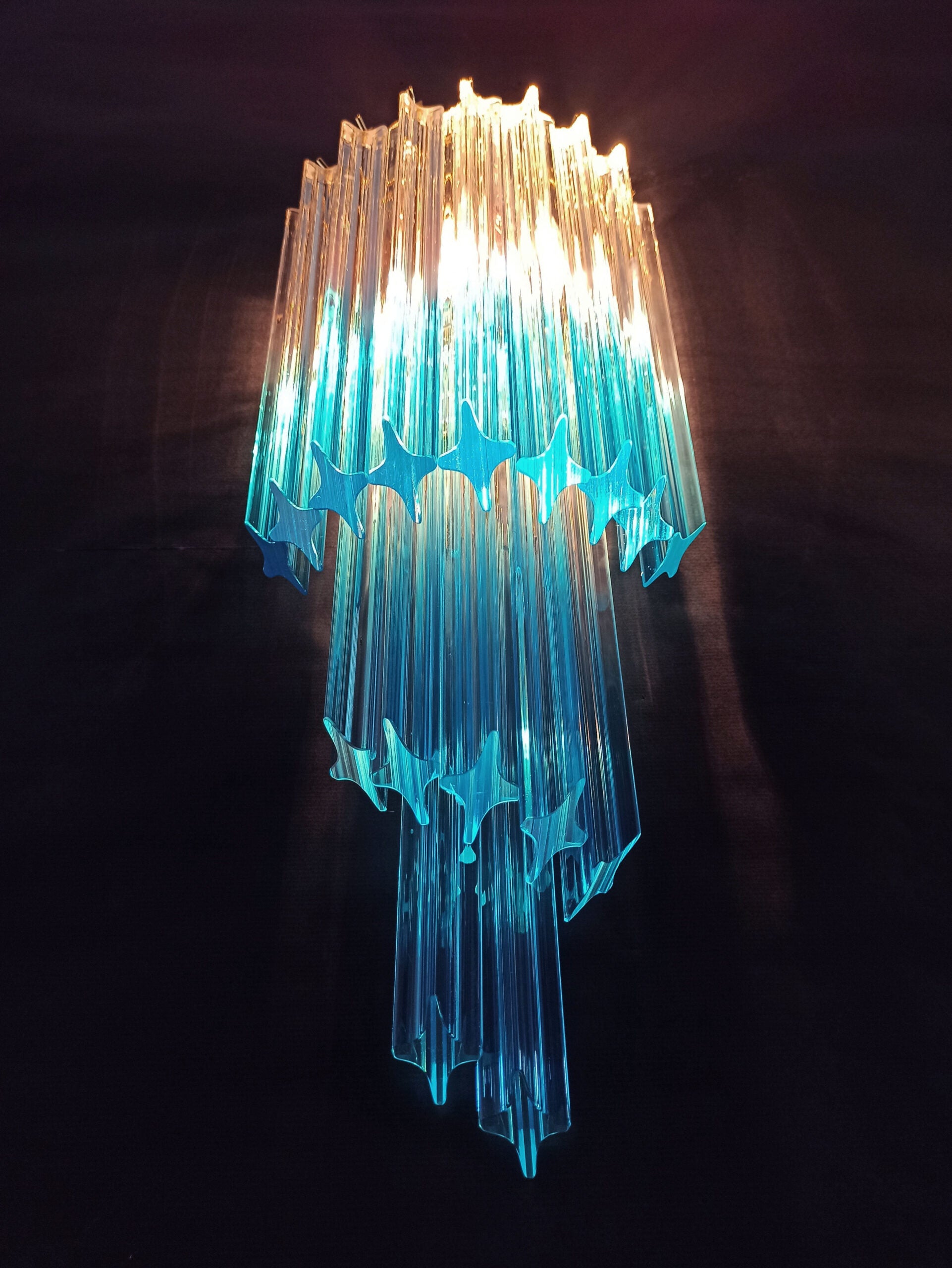 Murano Vegglampe | 32 Klare Blå Prismeglass | 2 stk