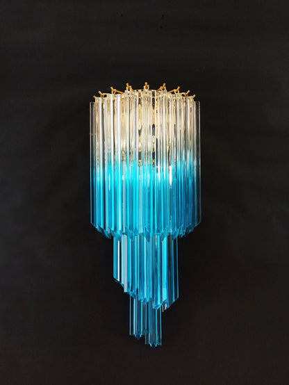 Murano Vegglampe | 32 Klare Blå Prismeglass | 2 stk