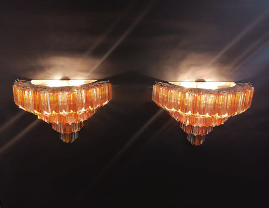 Murano Vegglampe | 63 Klare Gule Prismeglass | 2 stk