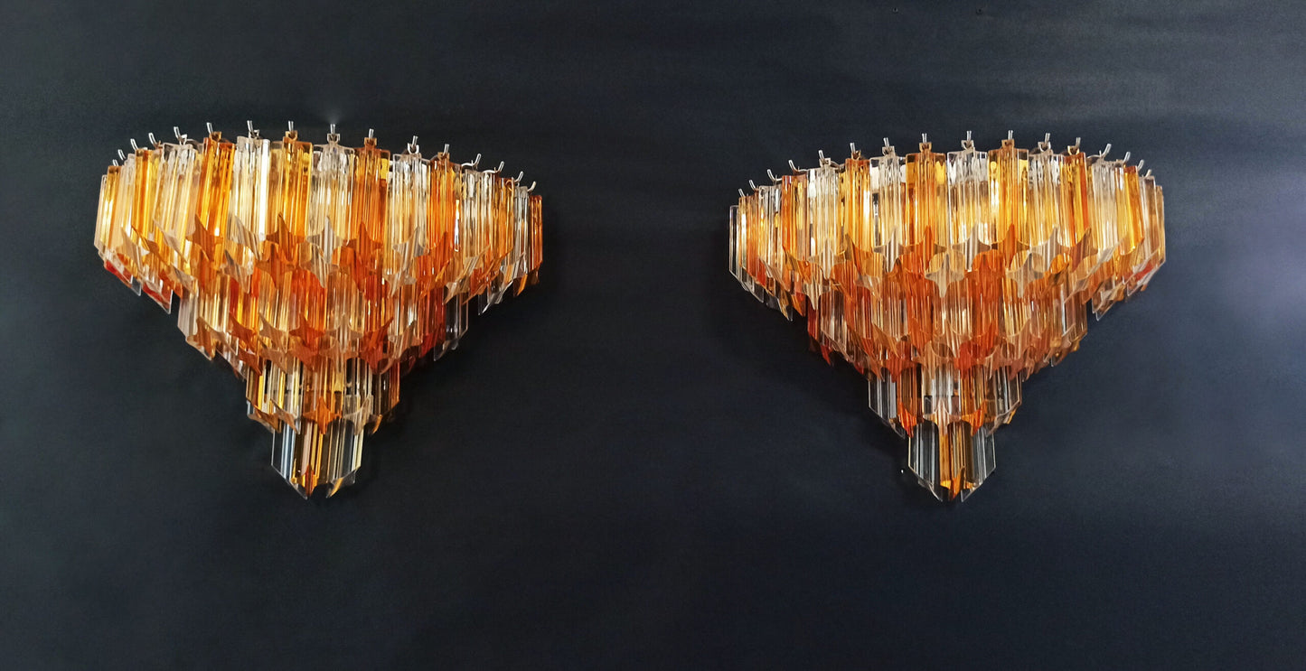 Murano Vegglampe | 63 Klare Gule Prismeglass | 2 stk