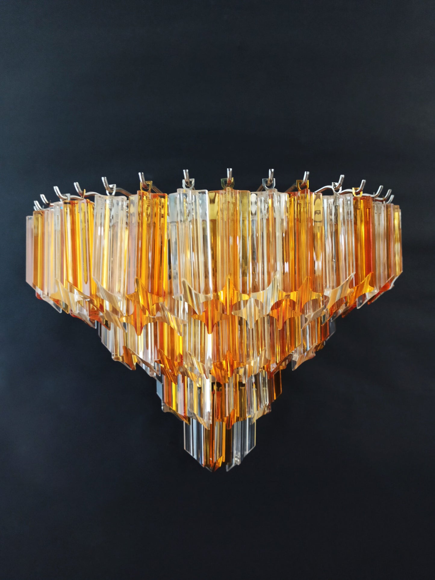 Murano Vegglampe | 63 Klare Gule Prismeglass | 2 stk