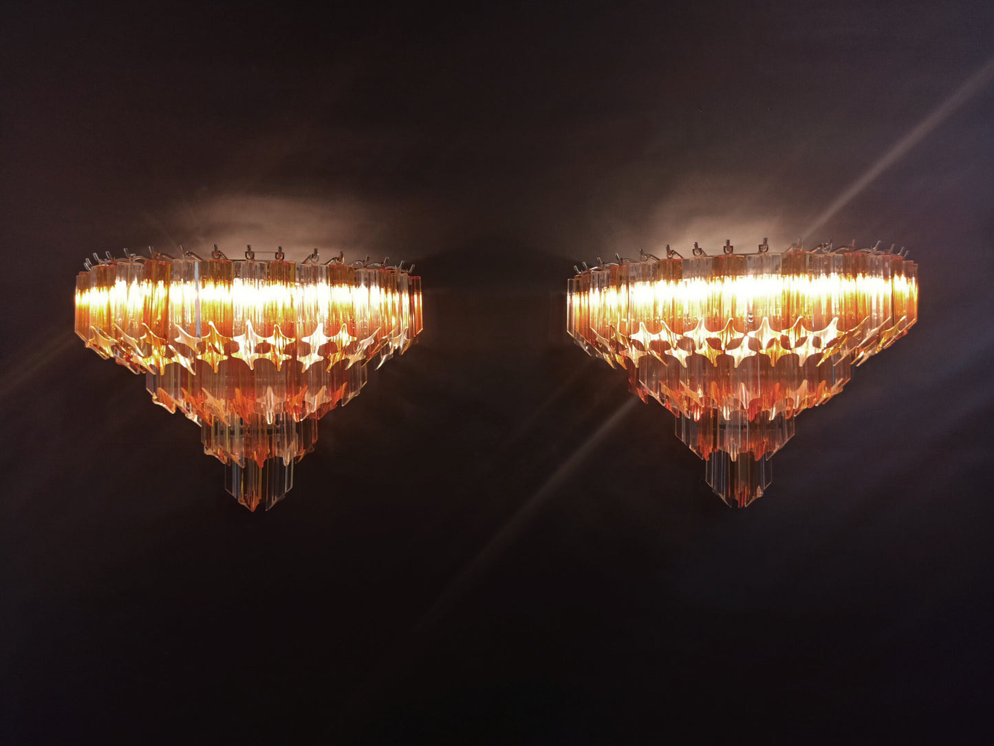 Murano Vegglampe | 63 Klare Gule Prismeglass | 2 stk