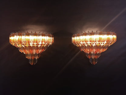 Murano Vegglampe | 63 Klare Gule Prismeglass | 2 stk