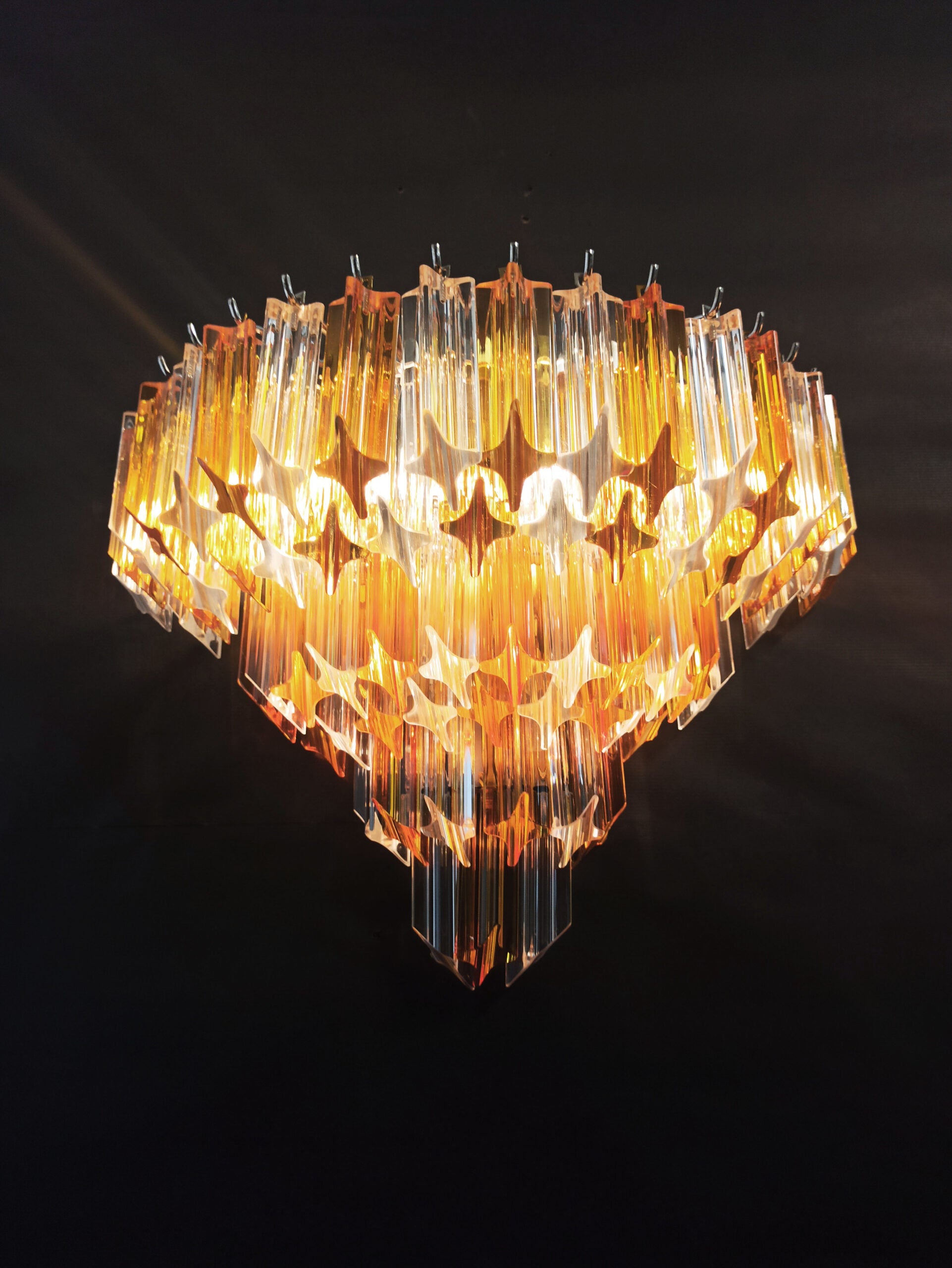 Murano Vegglampe | 63 Klare Gule Prismeglass | 2 stk