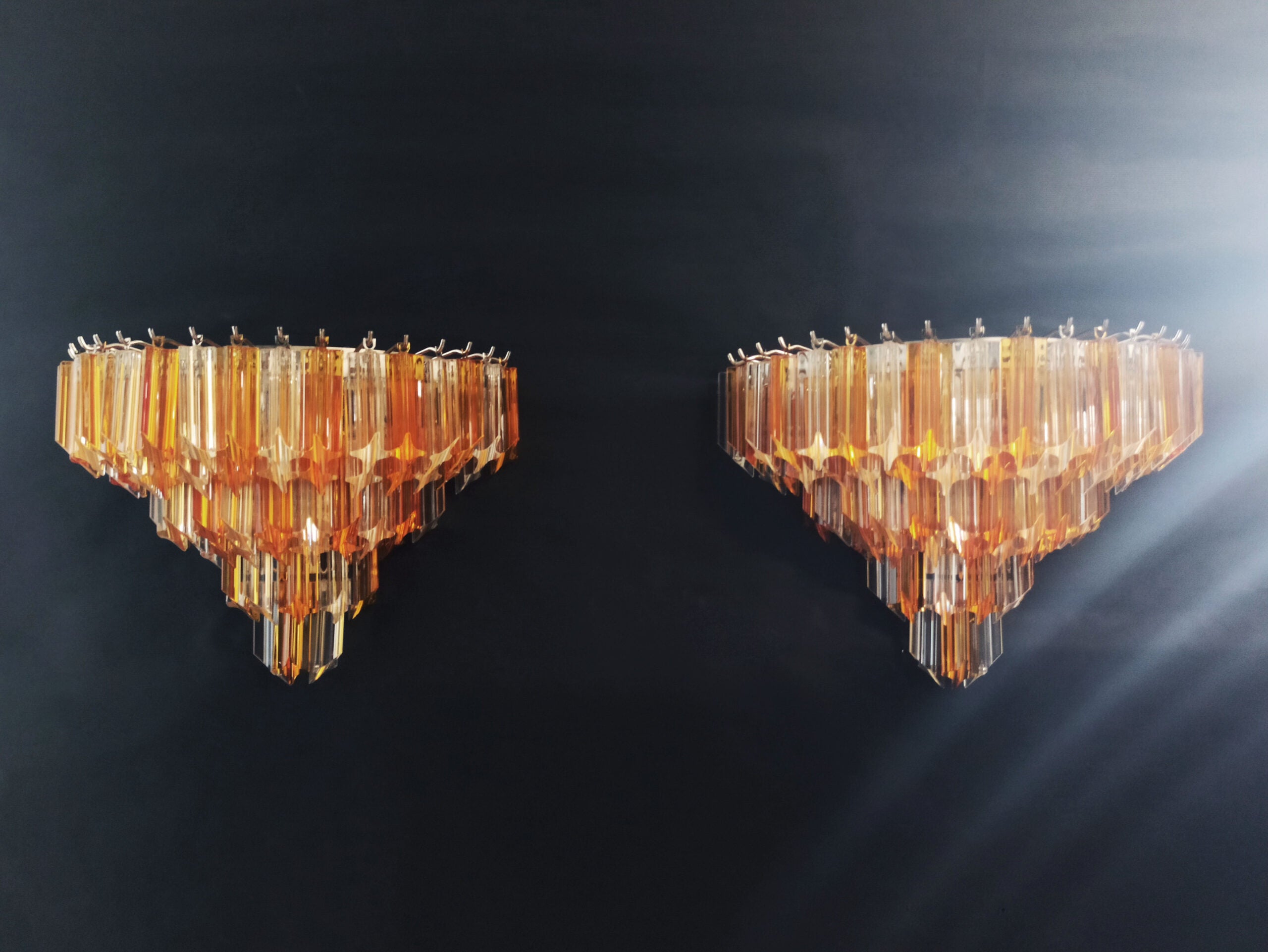 Murano Vegglampe | 63 Klare Gule Prismeglass | 2 stk