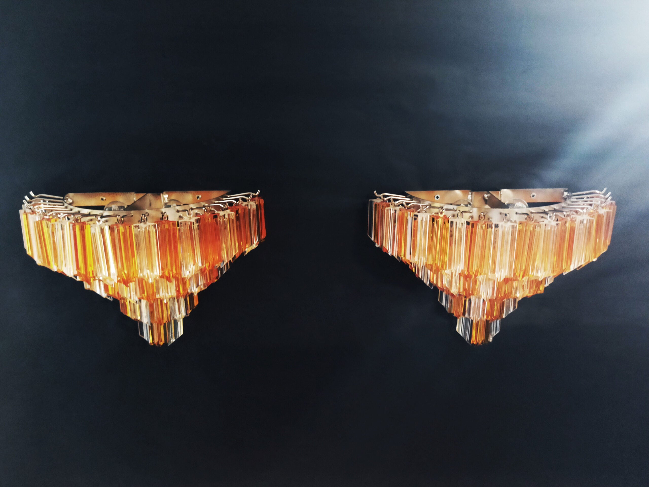 Murano Vegglampe | 63 Klare Gule Prismeglass | 2 stk