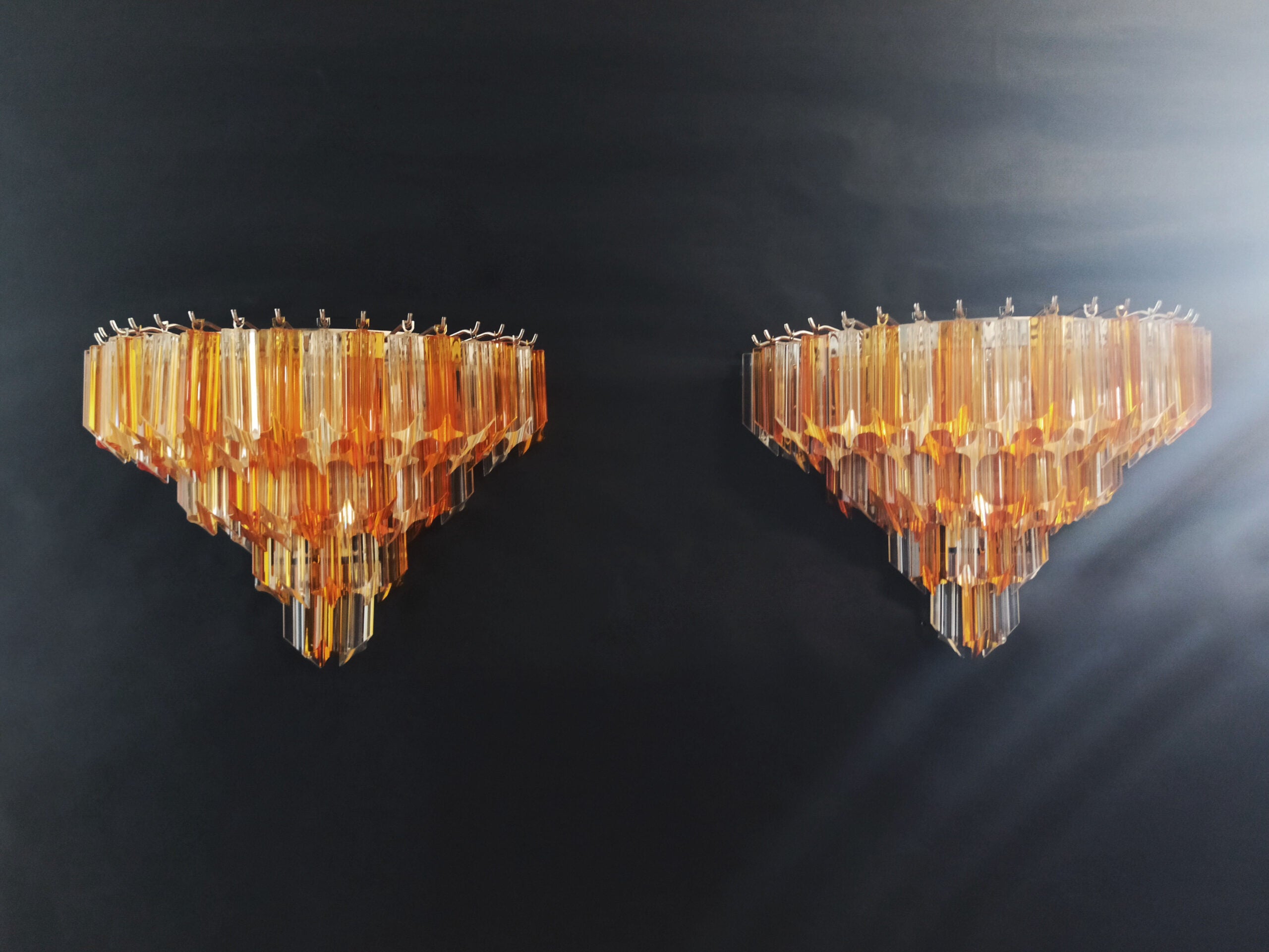 Murano Vegglampe | 63 Klare Gule Prismeglass | 2 stk