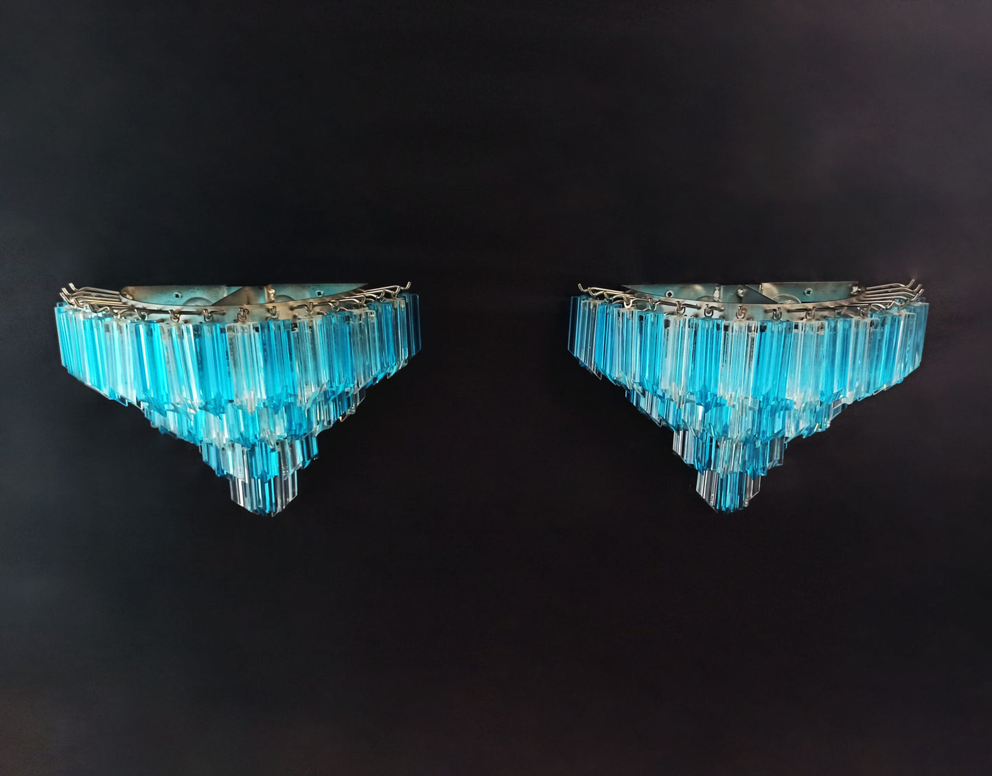 Murano Vegglampe | 63 Klare Blå Prismeglass | 1 par