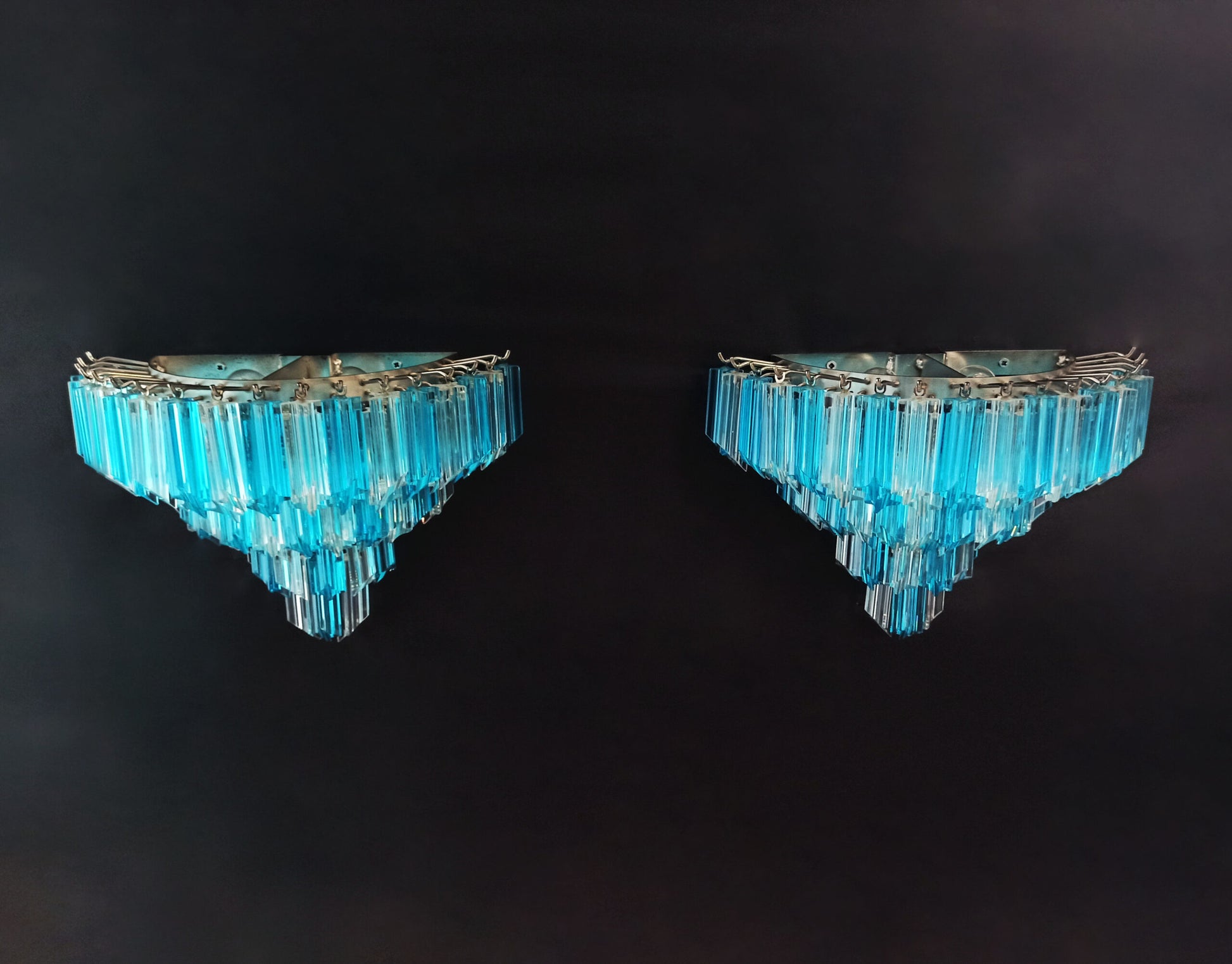 Murano Vegglampe | 63 Klare Blå Prismeglass | 1 par