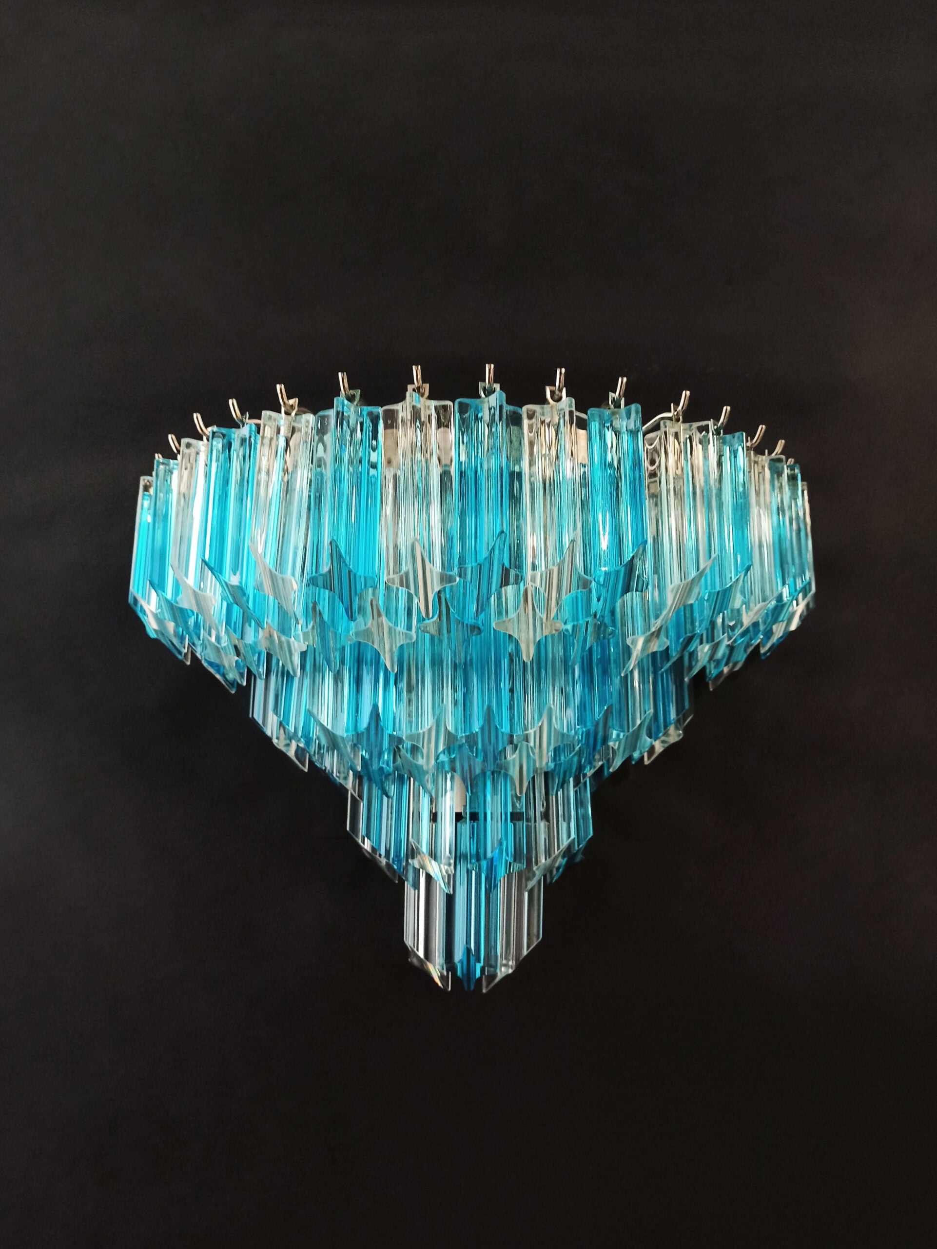 Murano Vegglampe | 63 Klare Blå Prismeglass | 2 stk