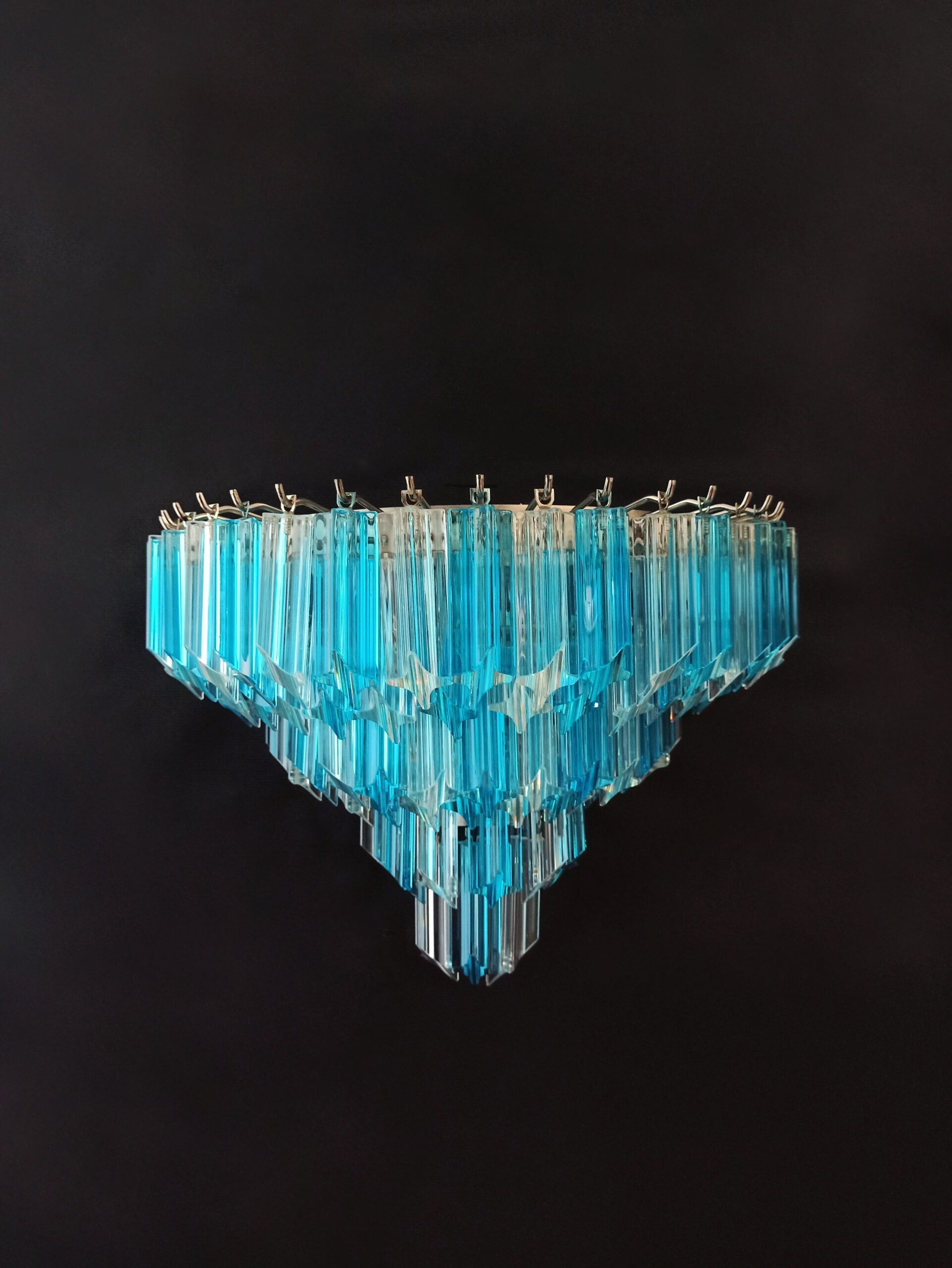 Murano Vegglampe | 63 Klare Blå Prismeglass | 2 stk