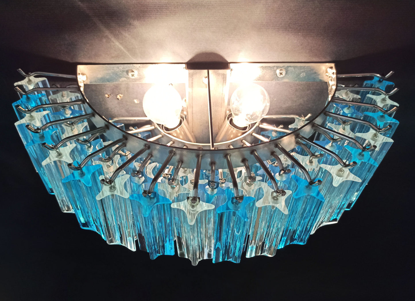 Murano Vegglampe | 63 Klare Blå Prismeglass | 2 stk