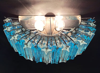 Murano Vegglampe | 63 Klare Blå Prismeglass | 2 stk