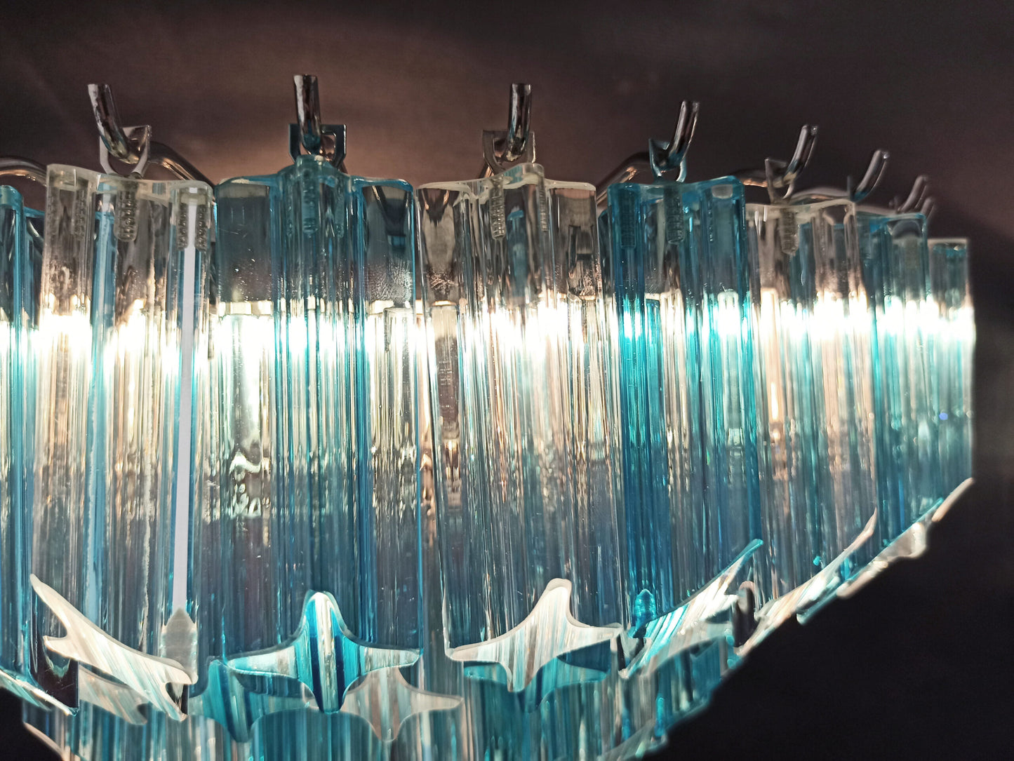 Murano Vegglampe | 63 Klare Blå Prismeglass | 2 stk