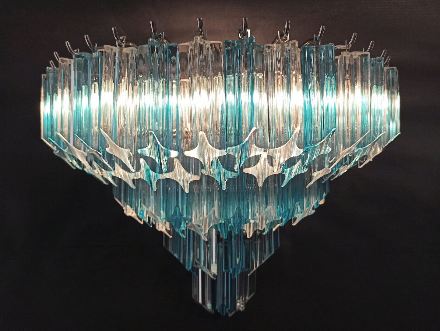Murano Vegglampe | 63 Klare Blå Prismeglass | 2 stk