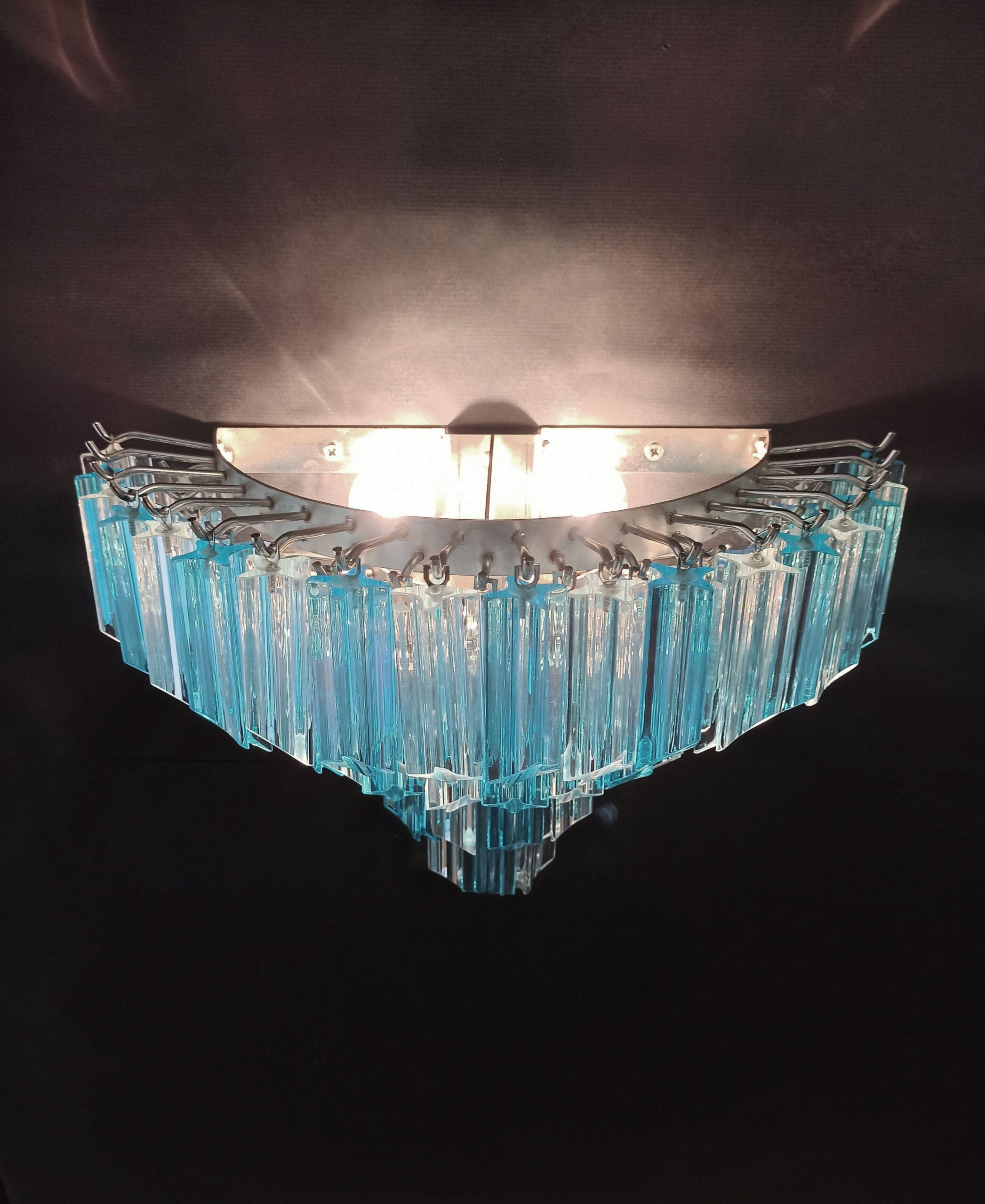 Murano Vegglampe | 63 Klare Blå Prismeglass | 2 stk