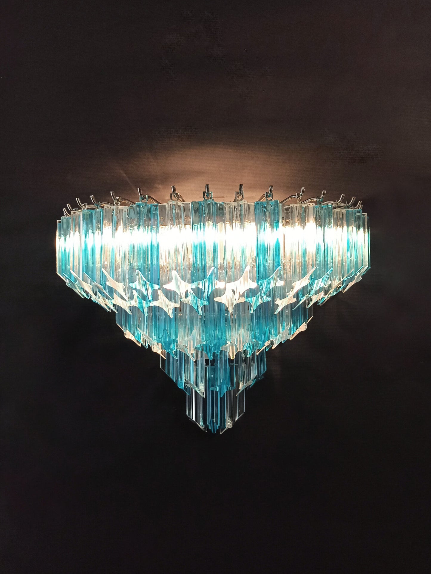 Murano Vegglampe | 63 Klare Blå Prismeglass | 2 stk
