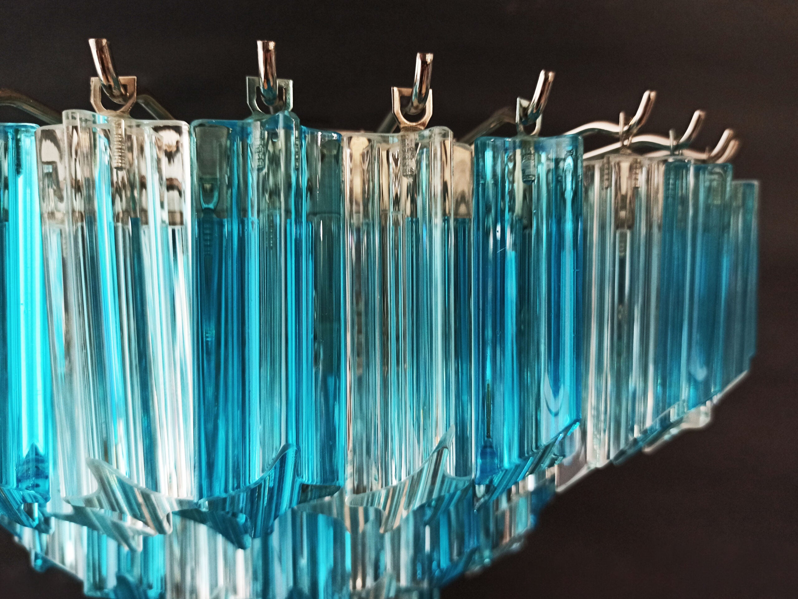 Murano Vegglampe | 63 Klare Blå Prismeglass | 2 stk