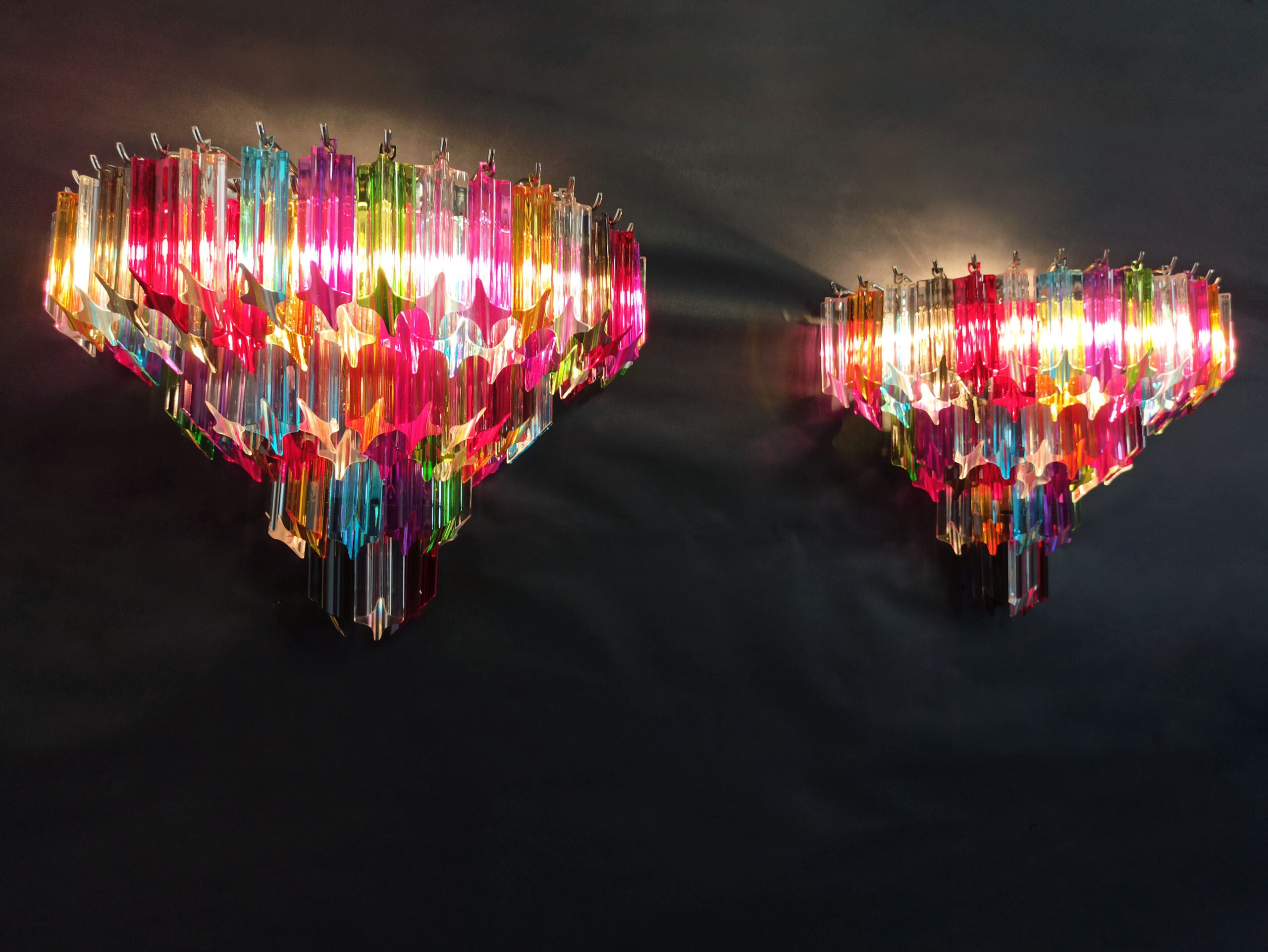 Murano Vegglampe | 63 Multifarge Prismeglass | 2 stk