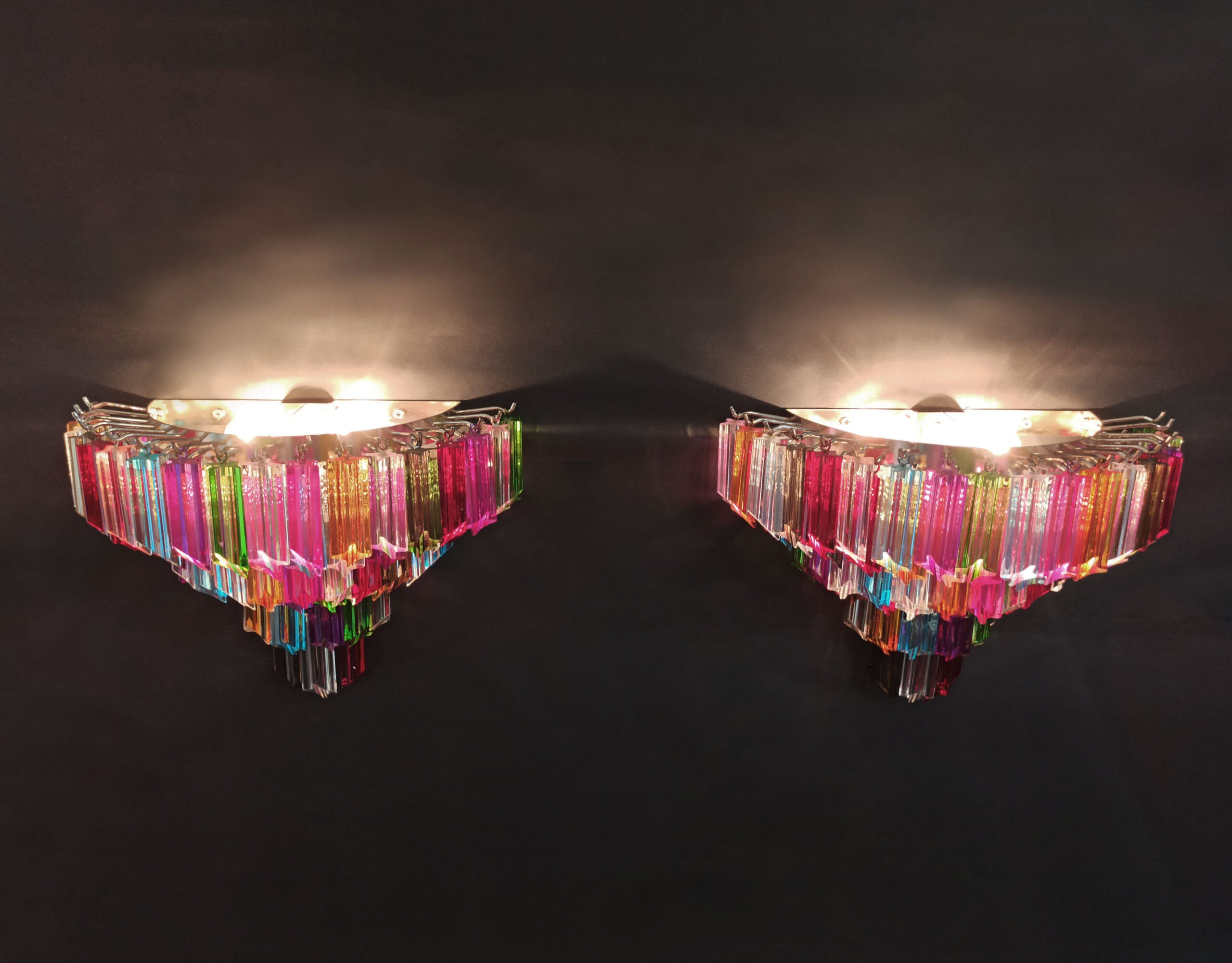 Murano Vegglampe | 63 Multifarge Prismeglass | 2 stk