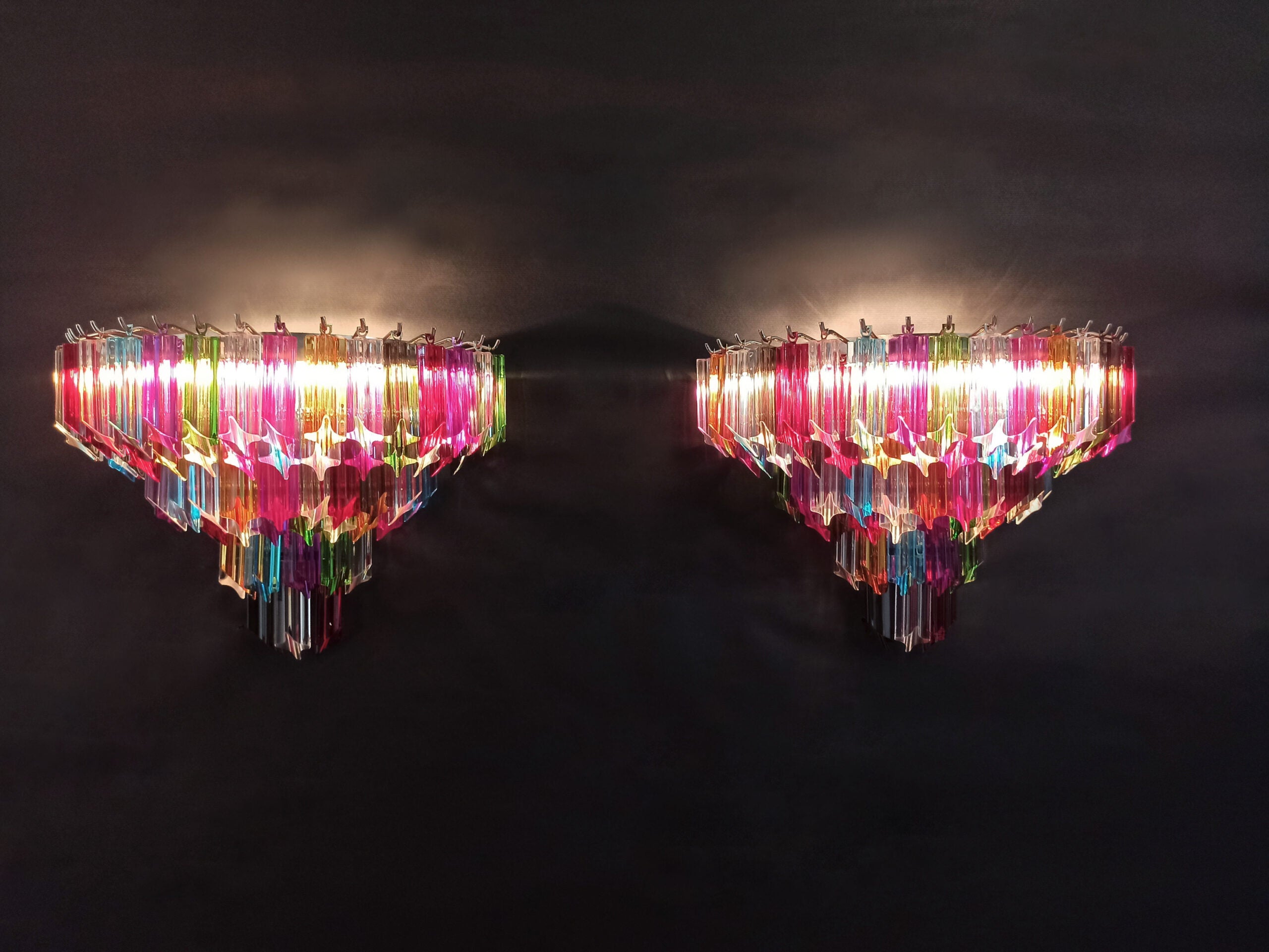 Murano Vegglampe | 63 Multifarge Prismeglass | 2 stk