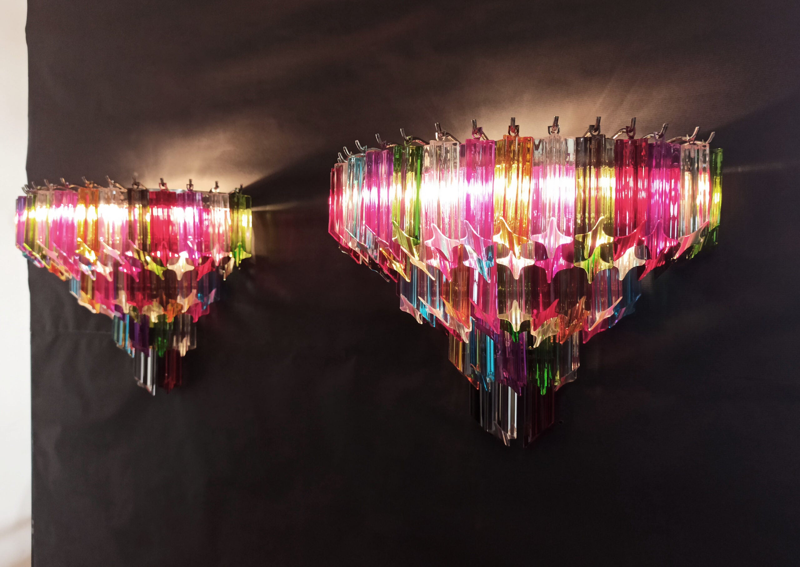 Murano Vegglampe | 63 Multifarge Prismeglass | 2 stk