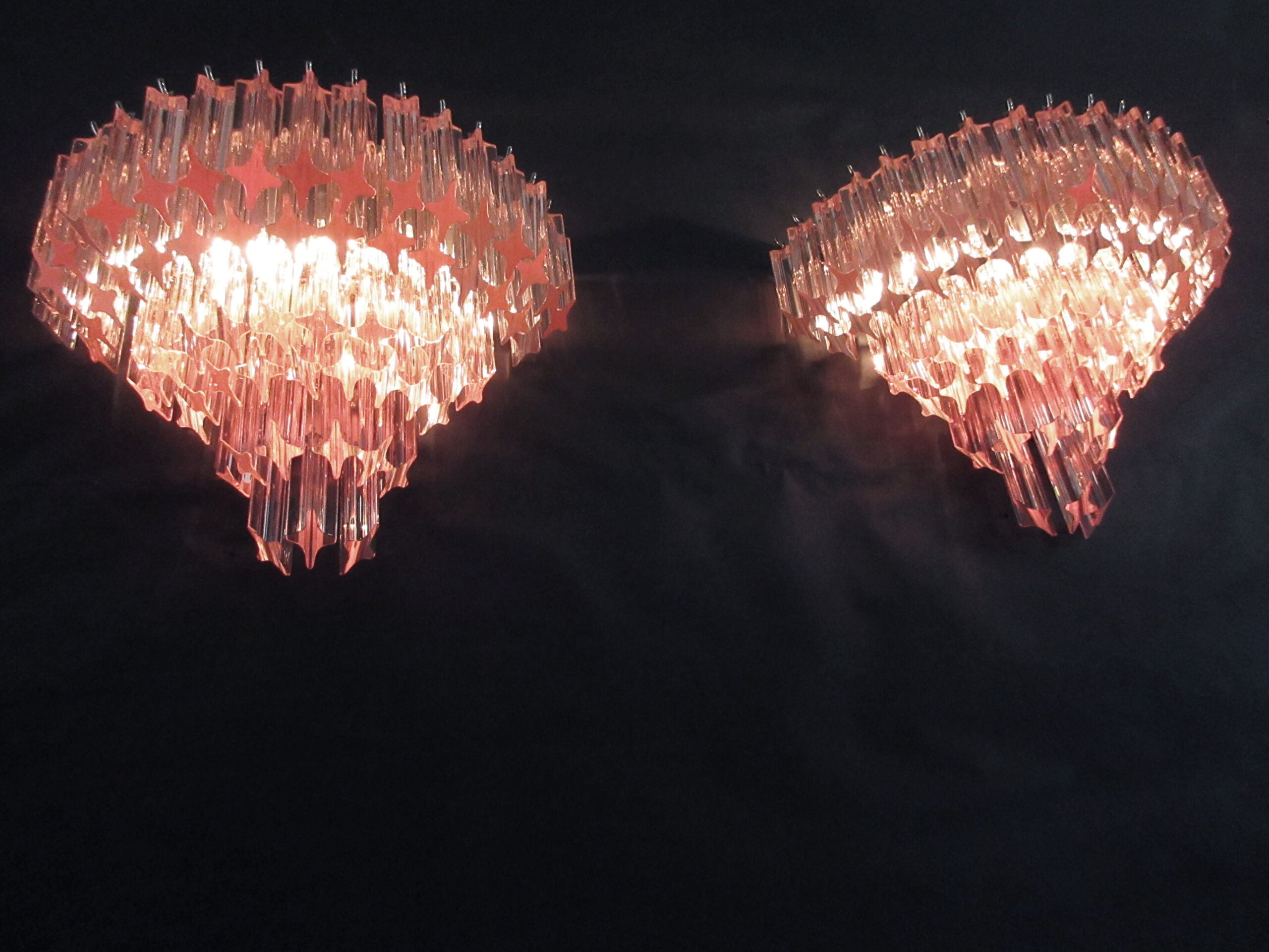 Murano Vegglampe | 63 Rosa Prismeglass | 2 stk