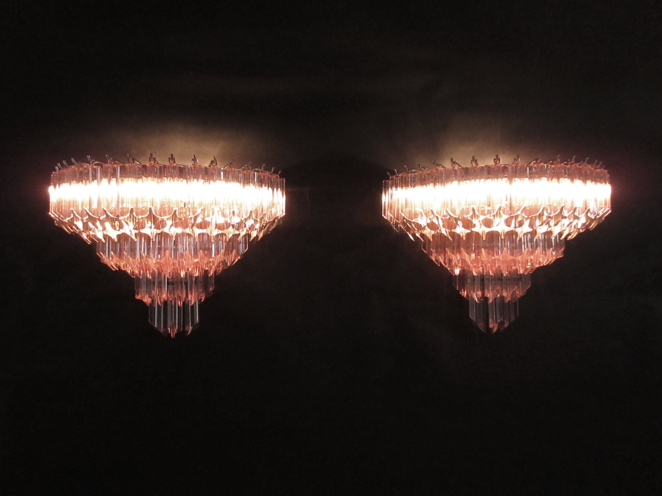 Murano Vegglampe | 63 Rosa Prismeglass | 2 stk