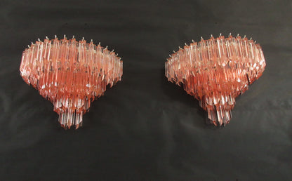 Murano Vegglampe | 63 Rosa Prismeglass | 2 stk