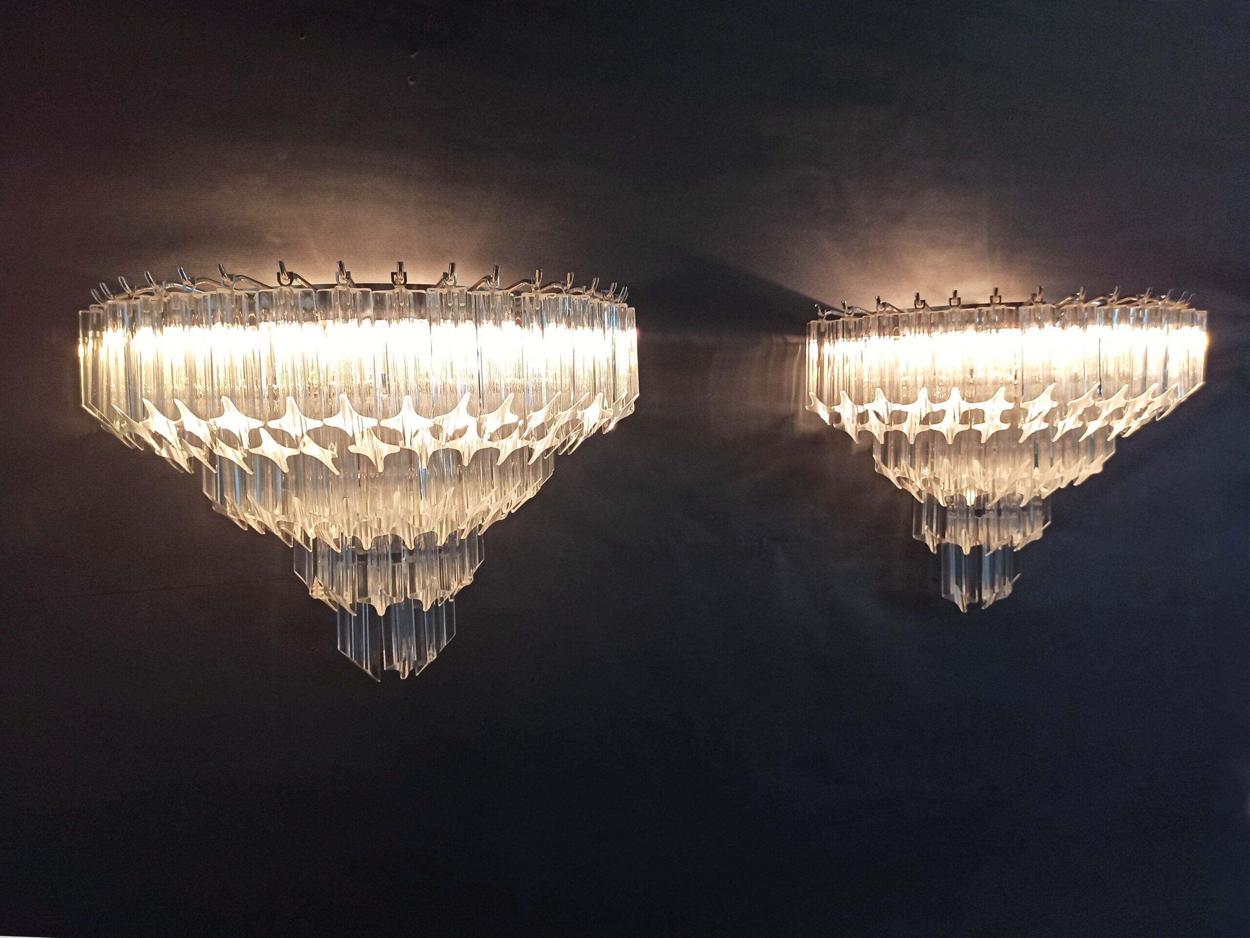 Murano Vegglampe | 63 Klare Prismeglass | 2 stk