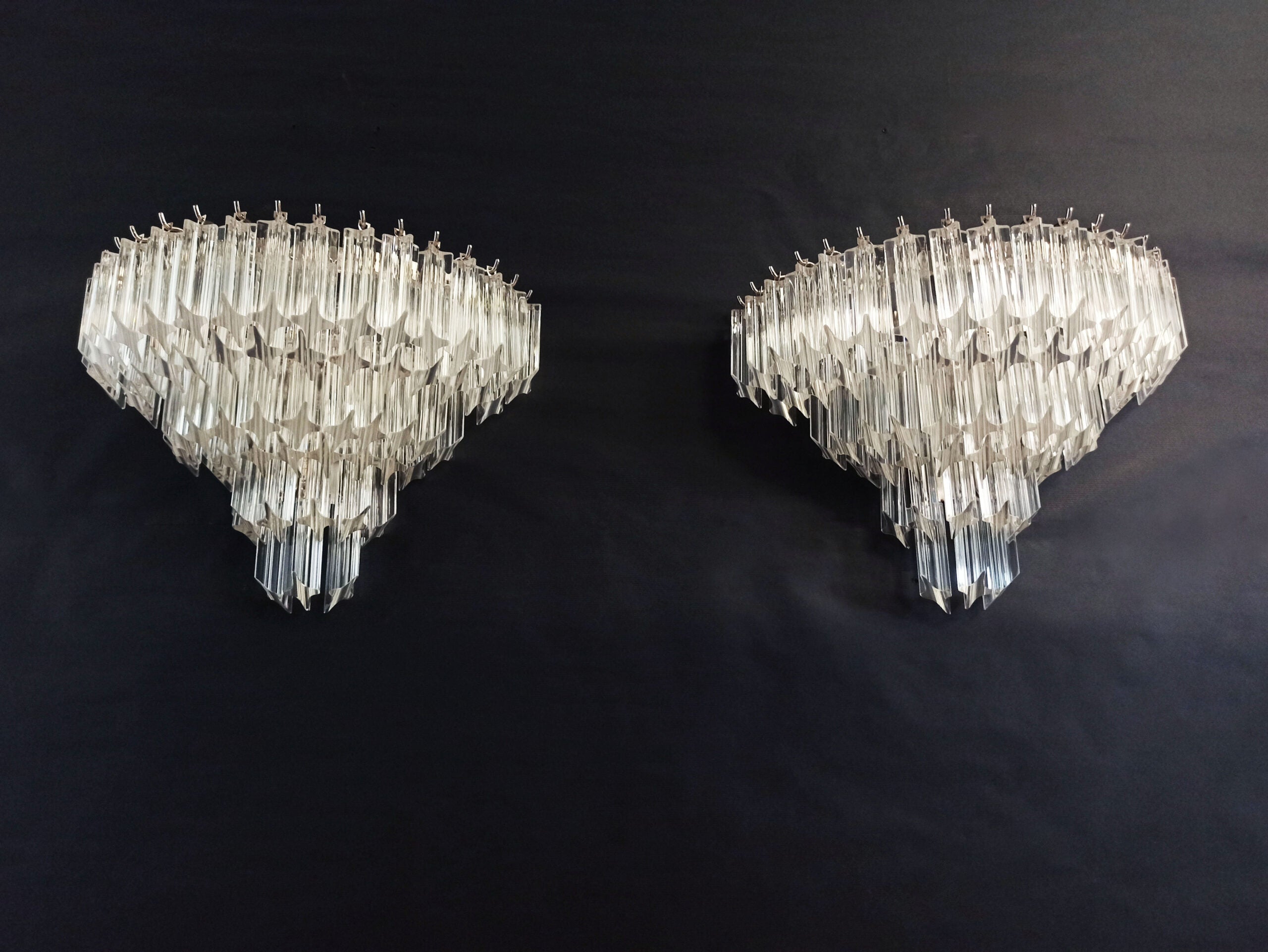 Murano Vegglampe | 63 Klare Prismeglass | 2 stk