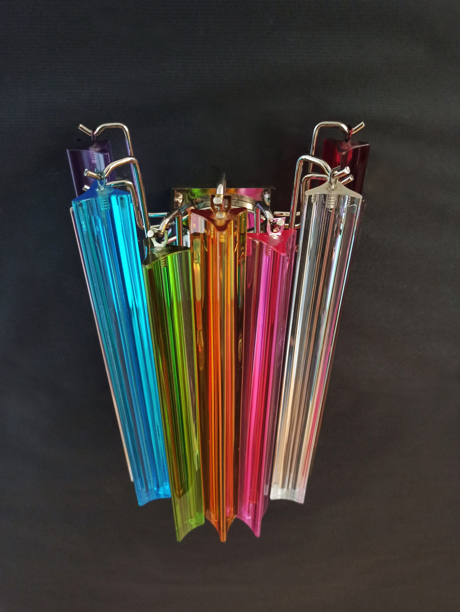 Murano Vegglampe | 9 Multifarge Prismeglass | 2 stk