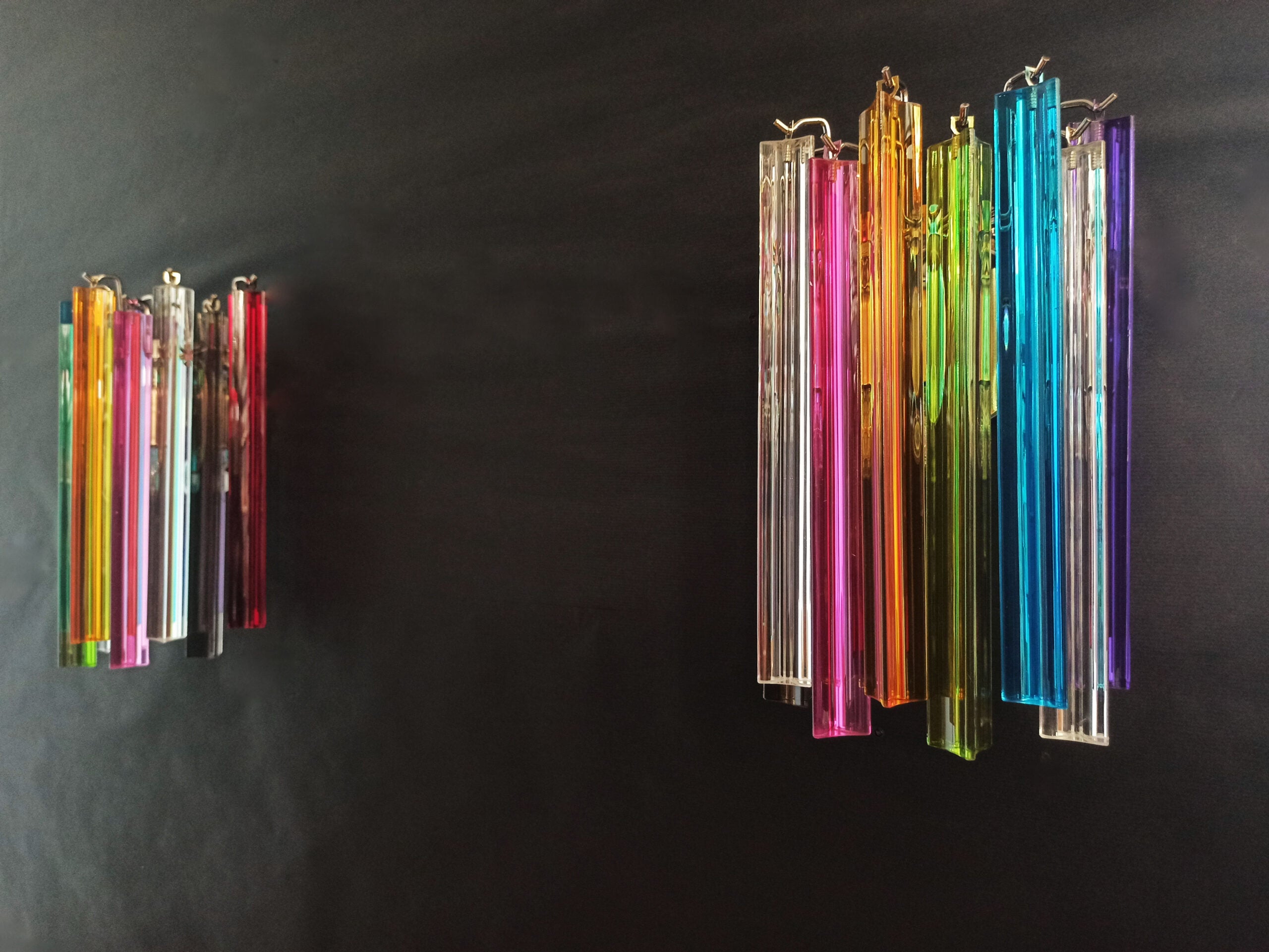 Murano Vegglampe | 9 Multifarge Prismeglass | 2 stk