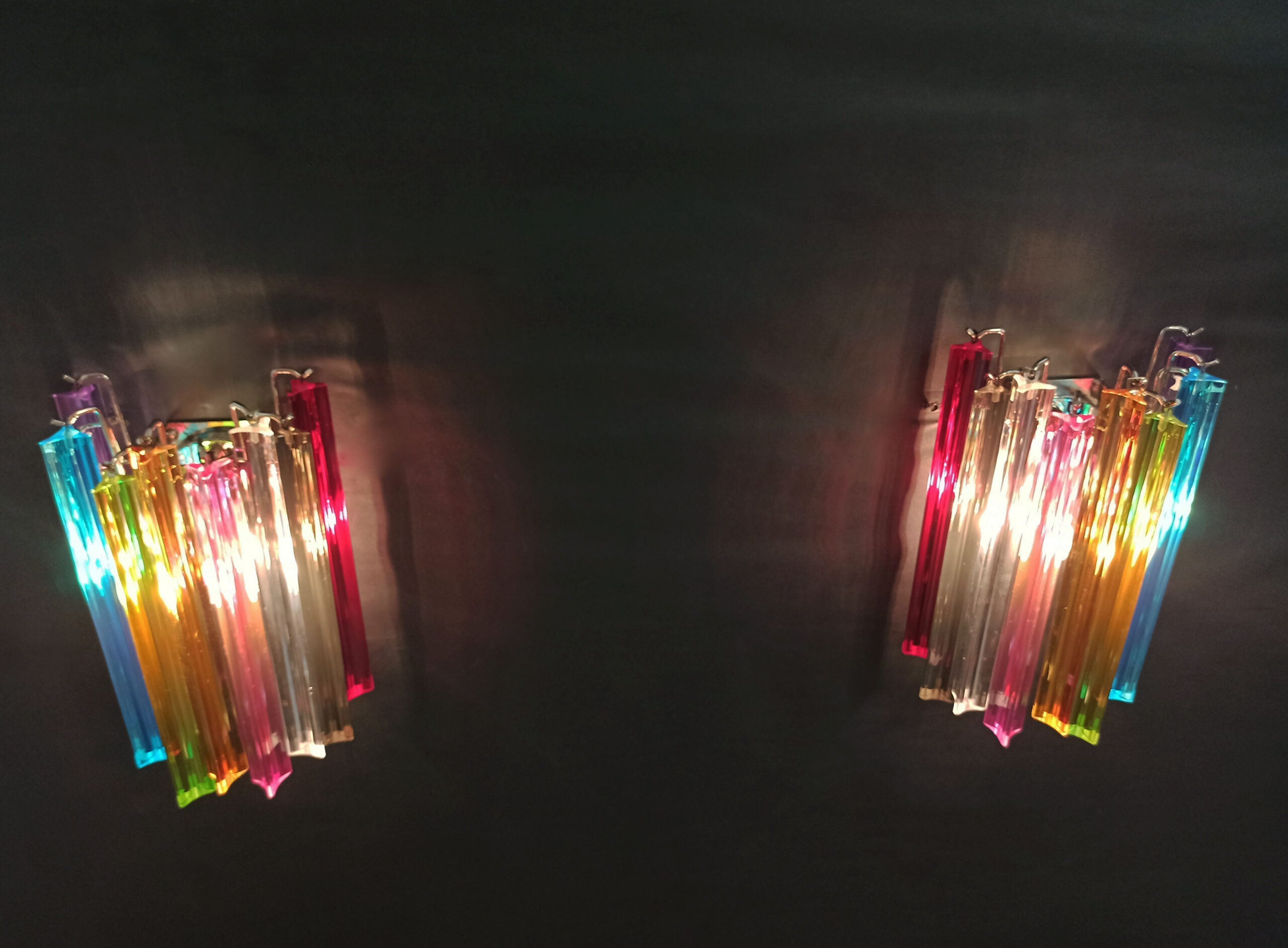 Murano Vegglampe | 9 Multifarge Prismeglass | 2 stk