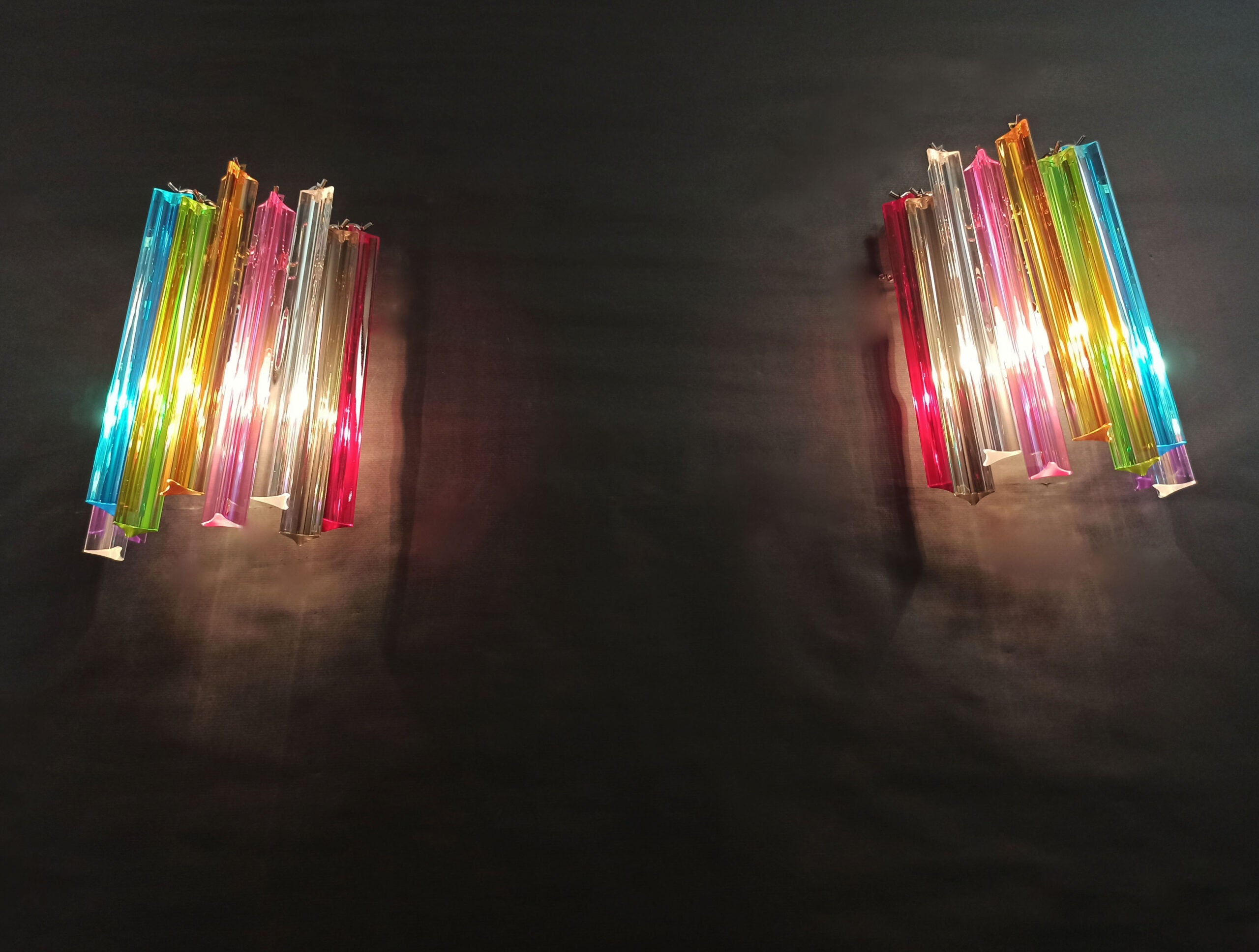 Murano Vegglampe | 9 Multifarge Prismeglass | 2 stk