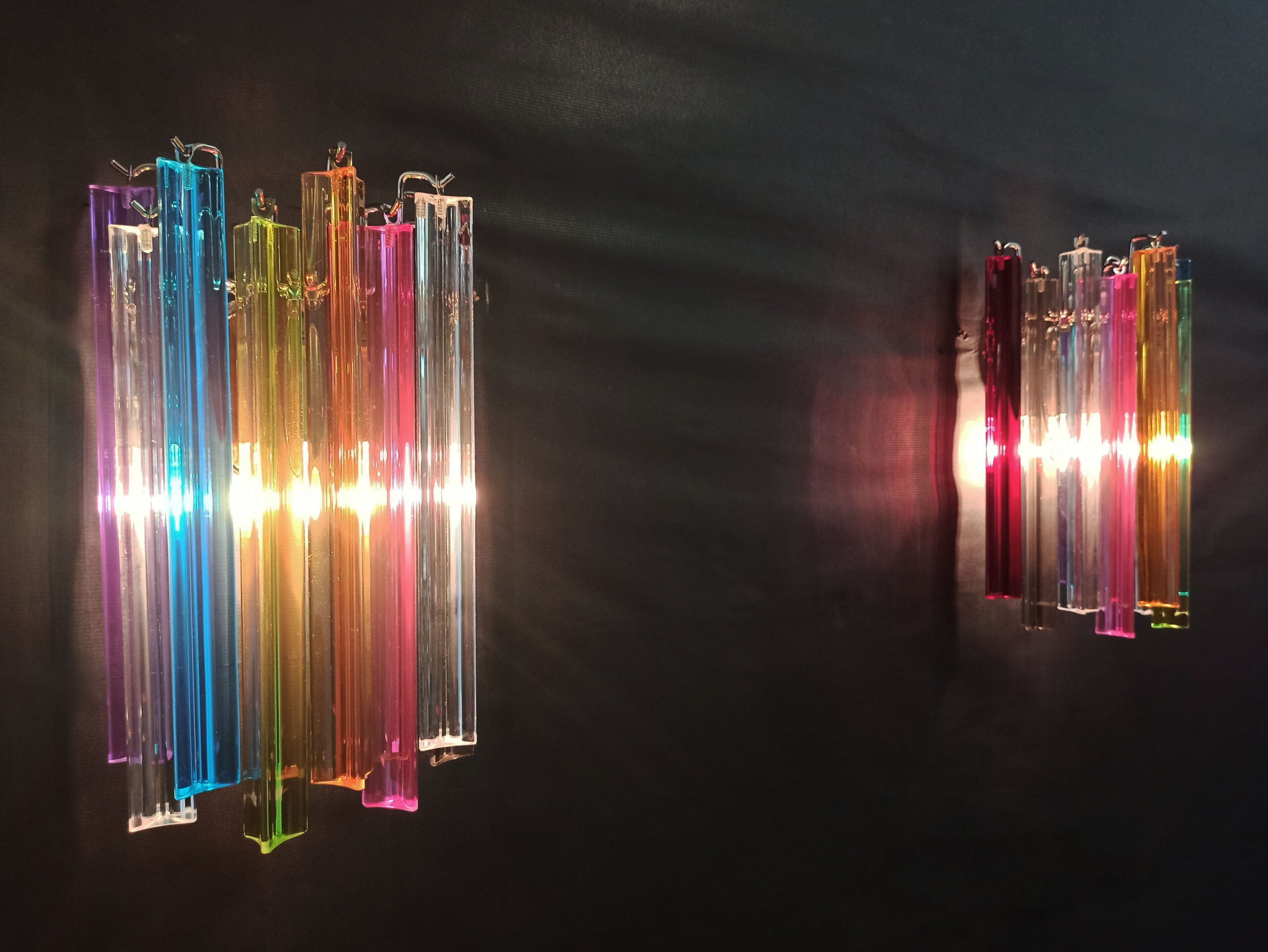 Murano Vegglampe | 9 Multifarge Prismeglass | 2 stk