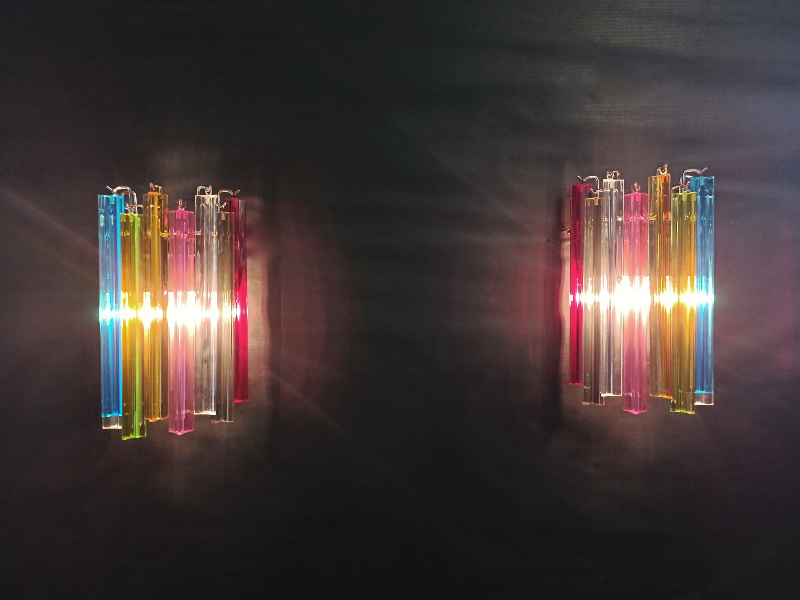 Murano Vegglampe | 9 Multifarge Prismeglass | 2 stk